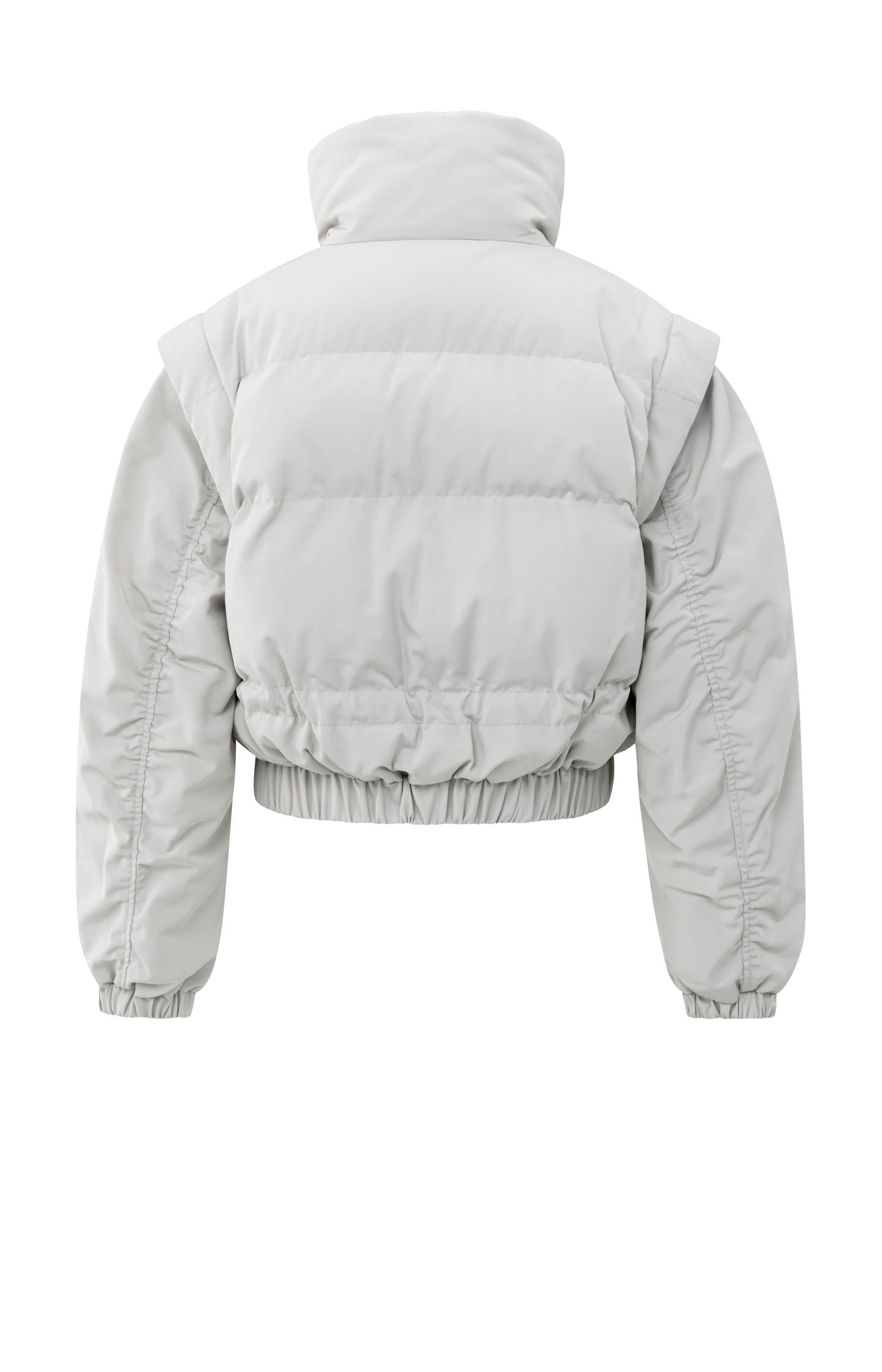 Cropped nylon jacket with zip-off sleeves