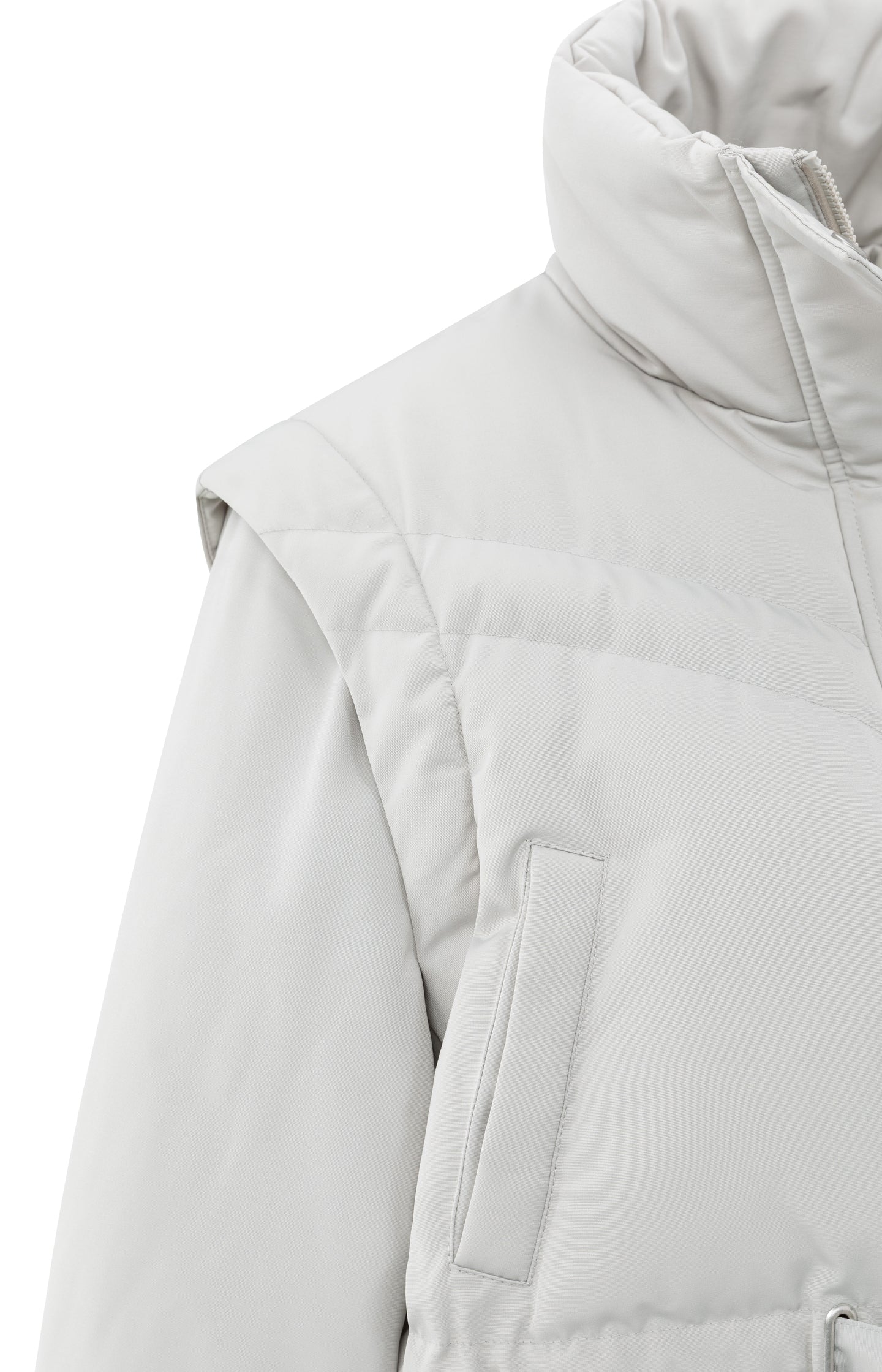 Cropped nylon jacket with zip-off sleeves