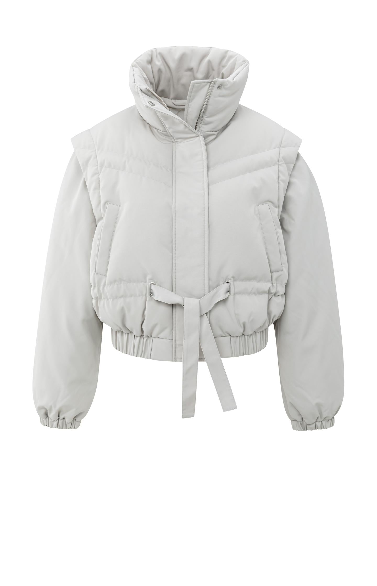 Cropped nylon jacket with zip-off sleeves - Type: product