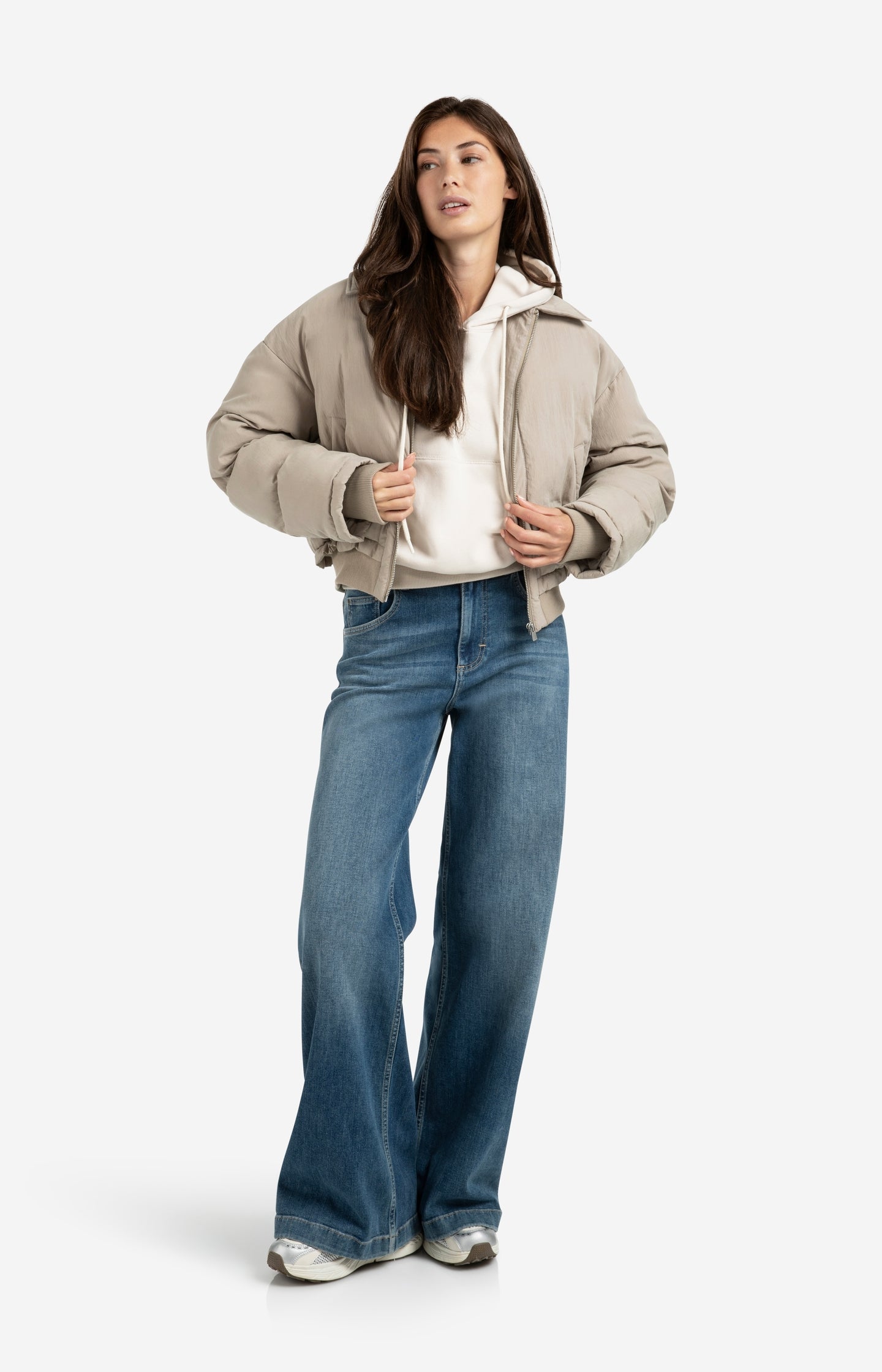 Cropped padded jacket with ribbed cuffs - Type: lookbook