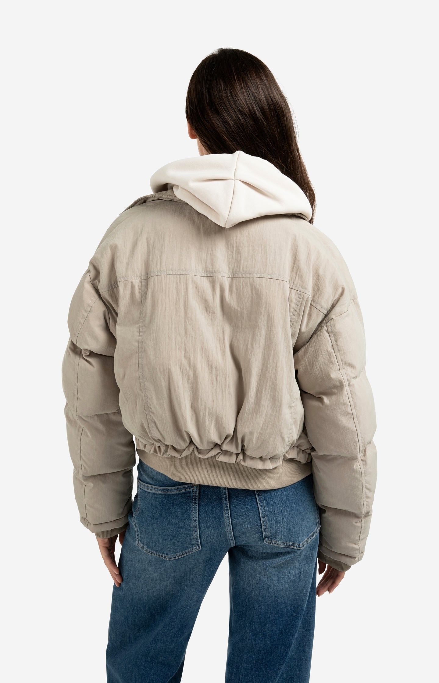 Cropped padded jacket with ribbed cuffs