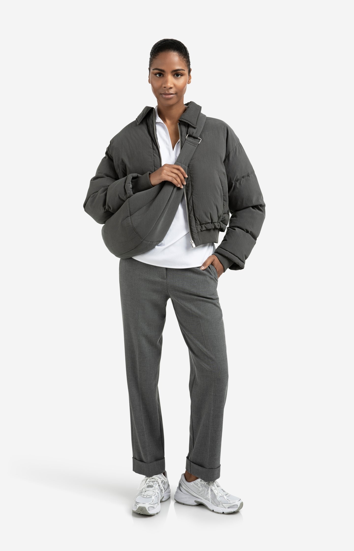 Cropped padded jacket with ribbed cuffs - Type: lookbook