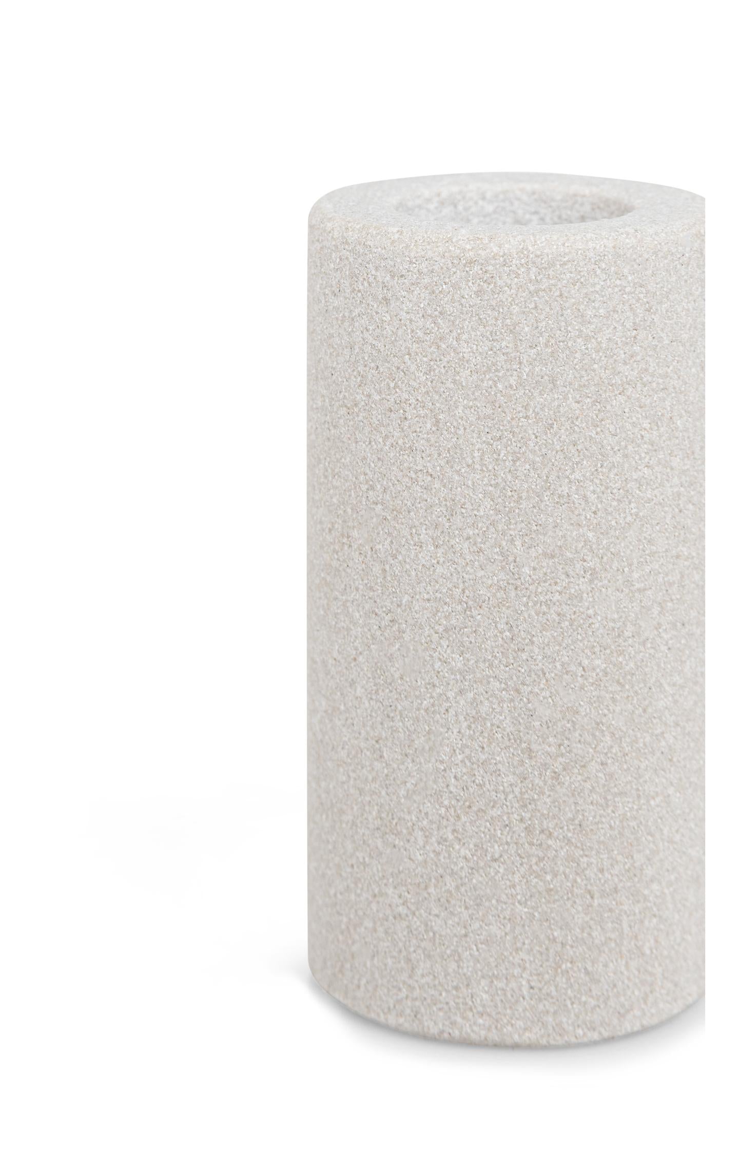 Cylindrical sandstone candle holder - 7.5x3.8 cm - Type: product
