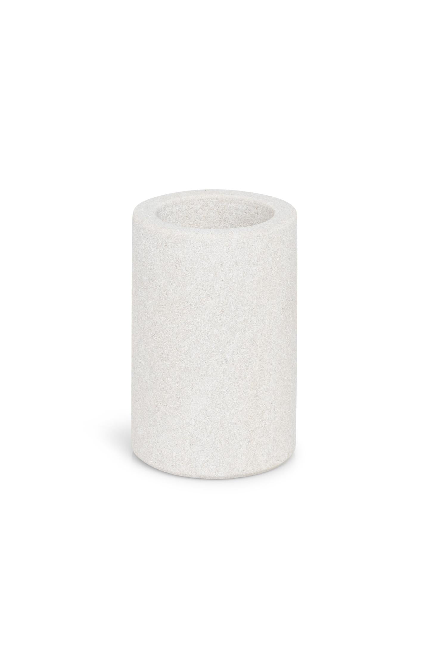 Cylindrical sandstone candle holder - 8x5.2 cm - Type: product