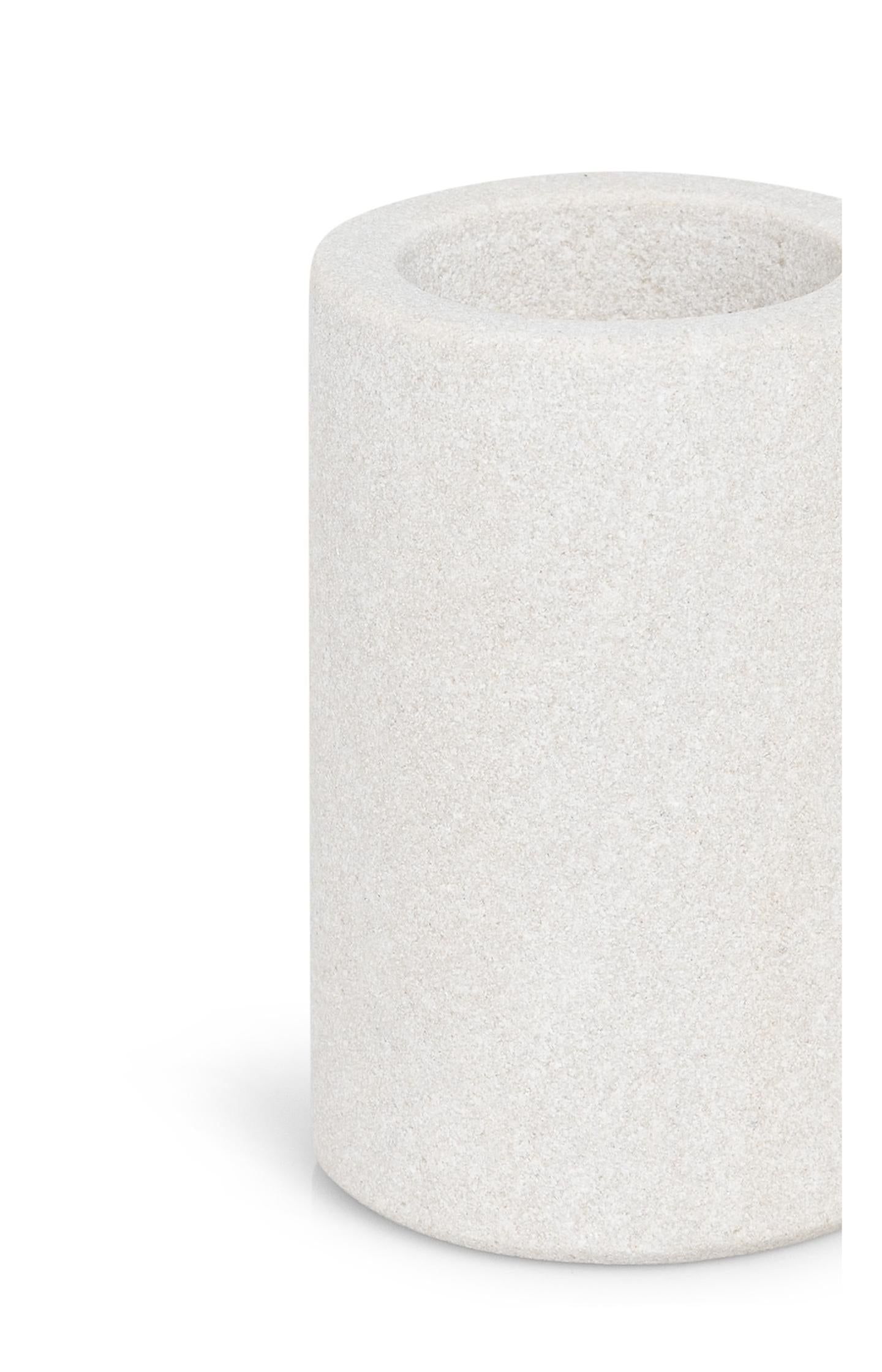Cylindrical sandstone candle holder - 8x5.2 cm - Type: product