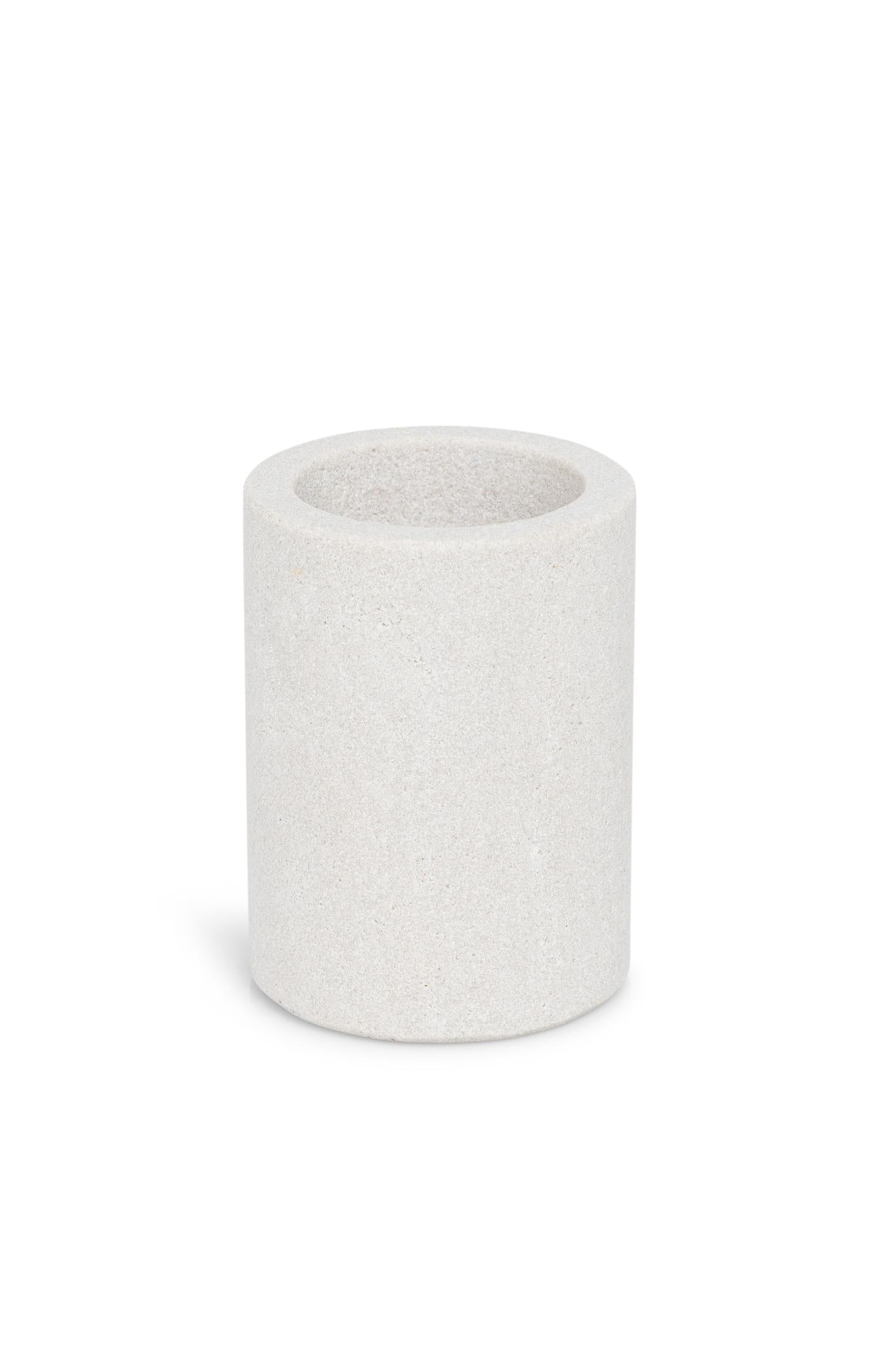 Cylindrical sandstone candle holder - 8x6 cm - Type: product