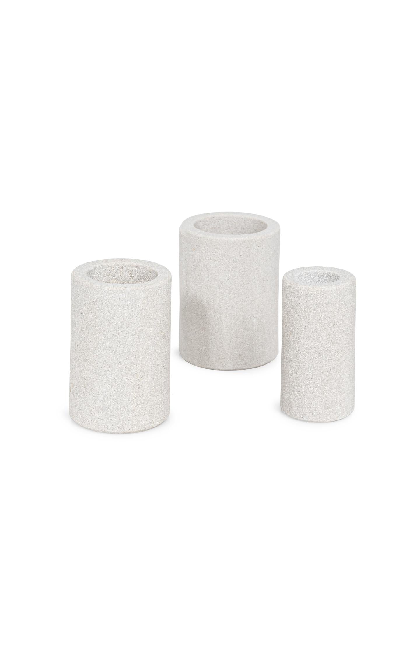 Cylindrical sandstone candle holder - 8x6 cm - Type: product