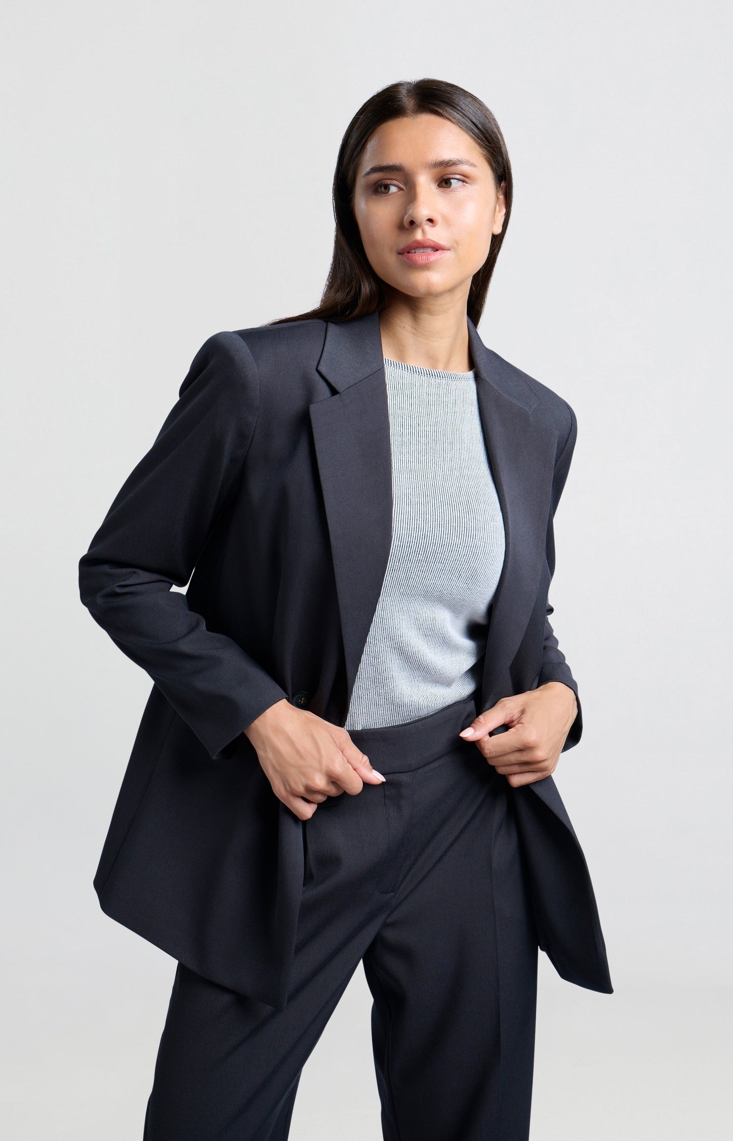 Blazer with double-breasted button closure