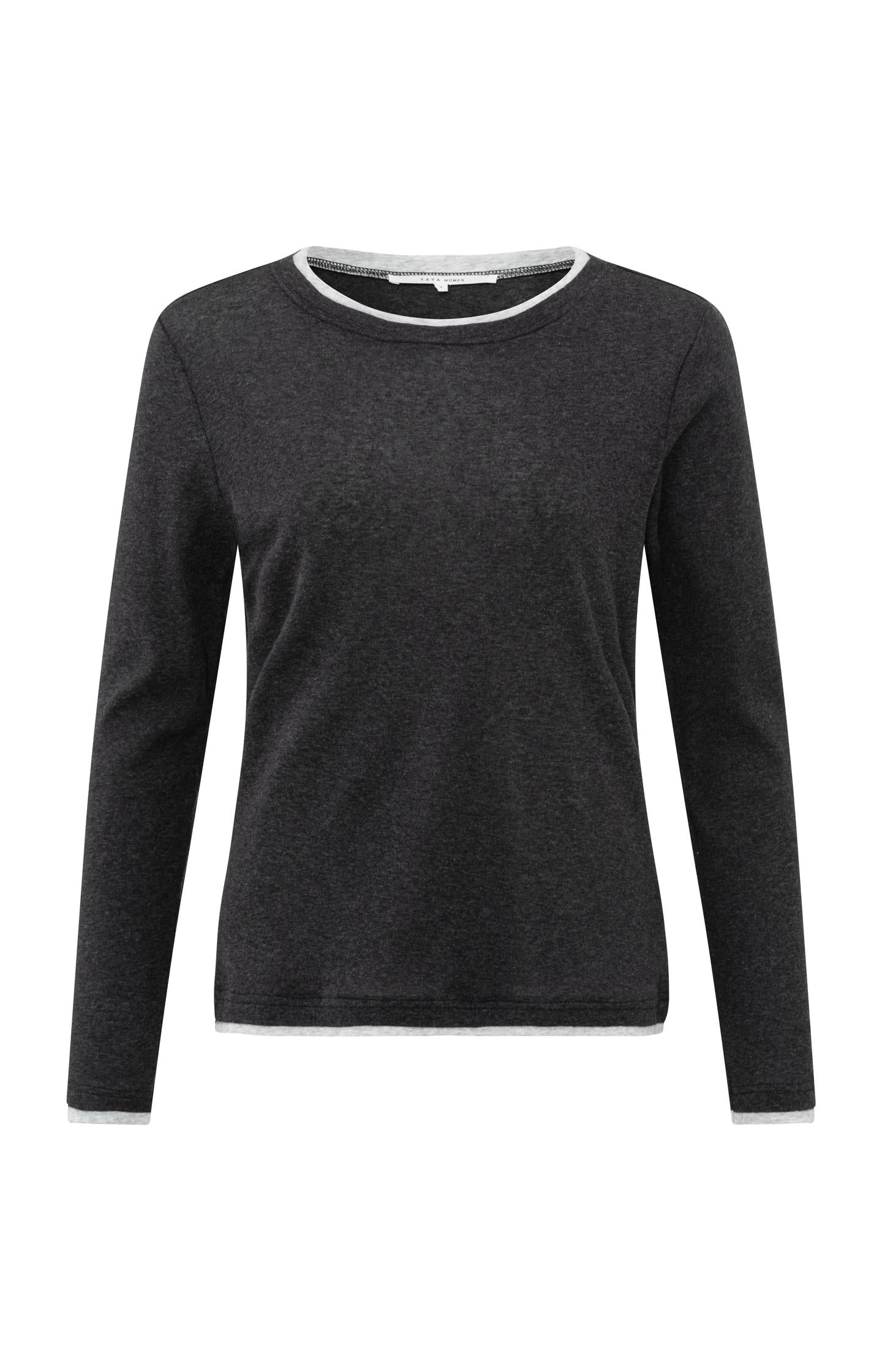 Dark gray top with long sleeves and round neck - Type: product