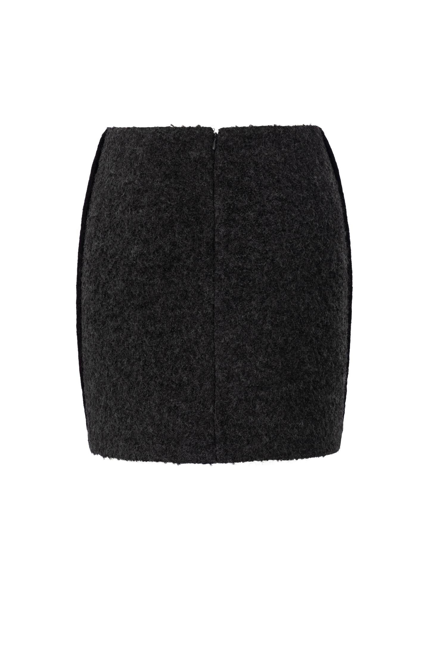 Dark mini skirt in wool mix with seam detail