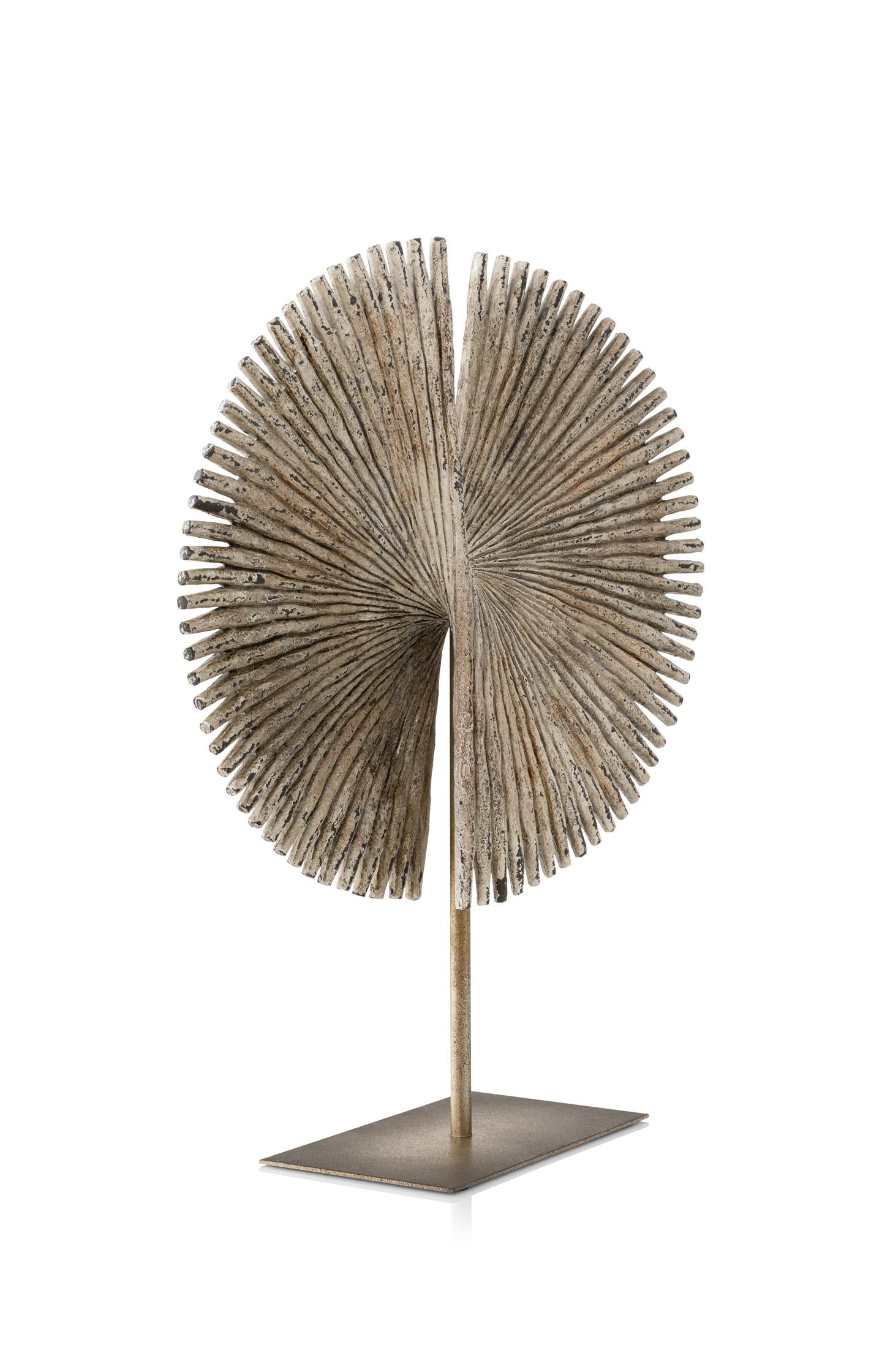 Decorative statue on metal stand