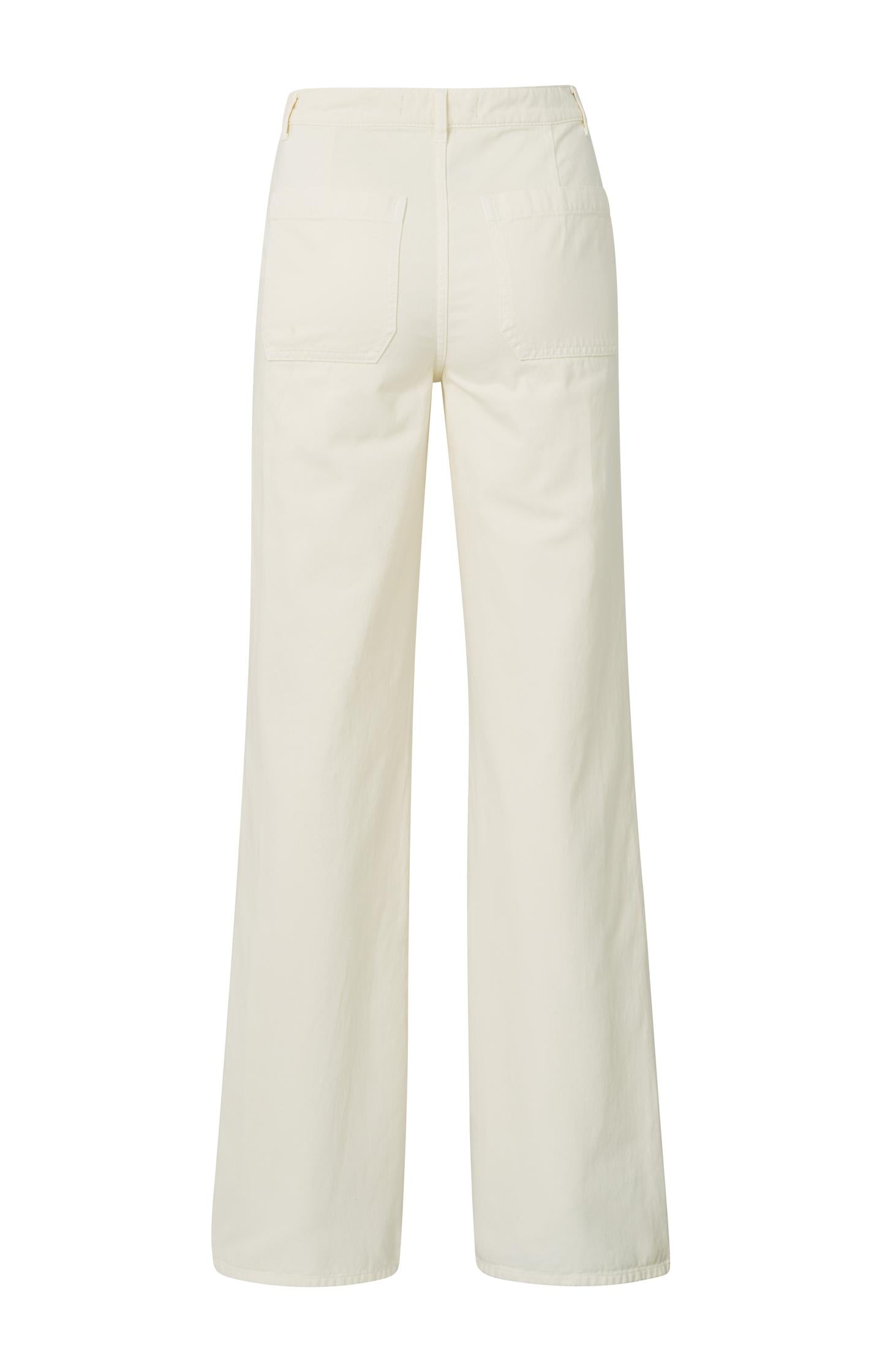 Denim chino with wide legs, four pocket style and zip fly - Sand Denim