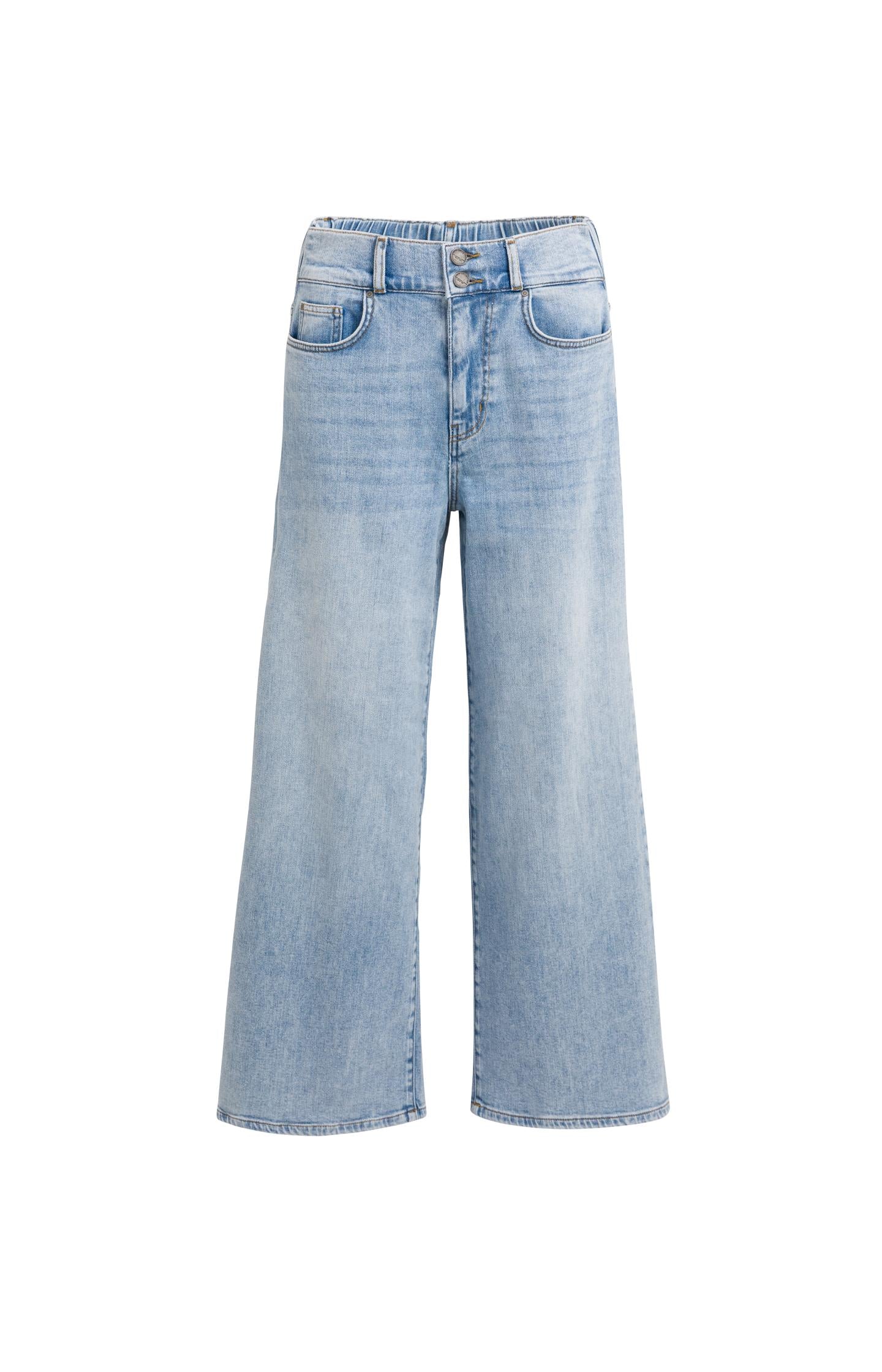 Denim jeans with wide legs and distinctive waistband (L32) - Type: product