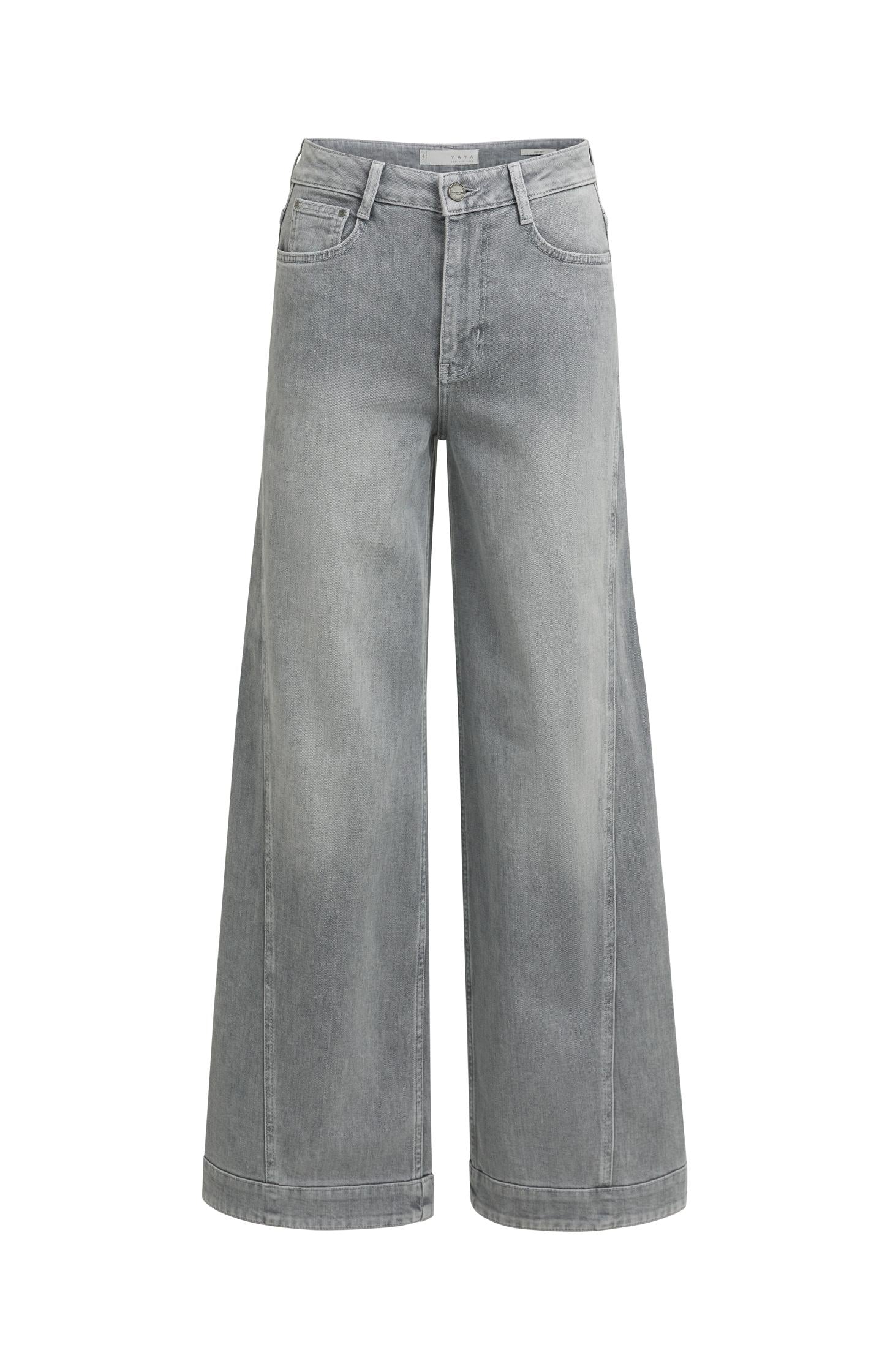 Jeans mit weitem Bein und Nahtdetails (L34)