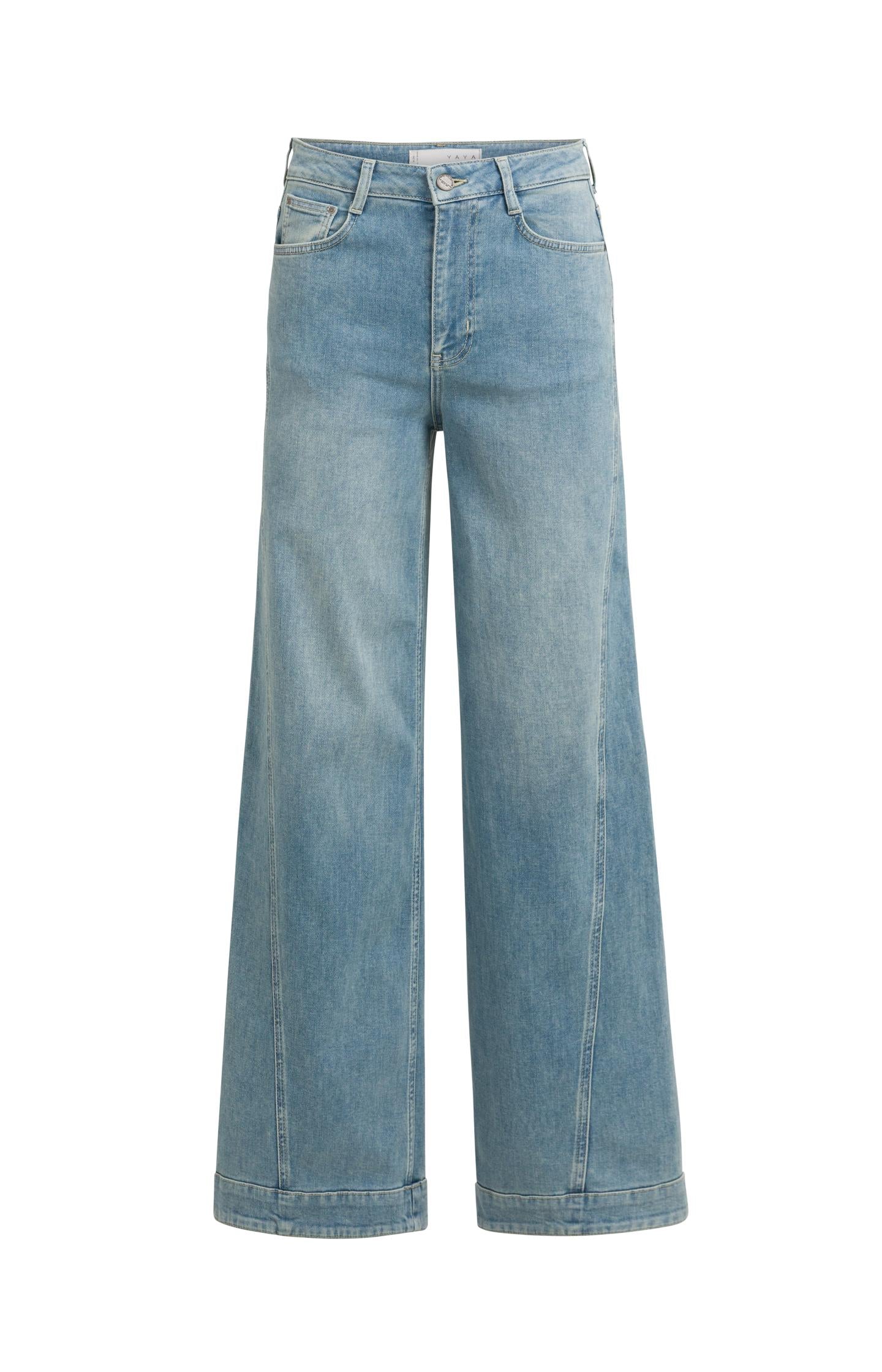 Denim jeans with wide legs and seam details - L34 - Type: product
