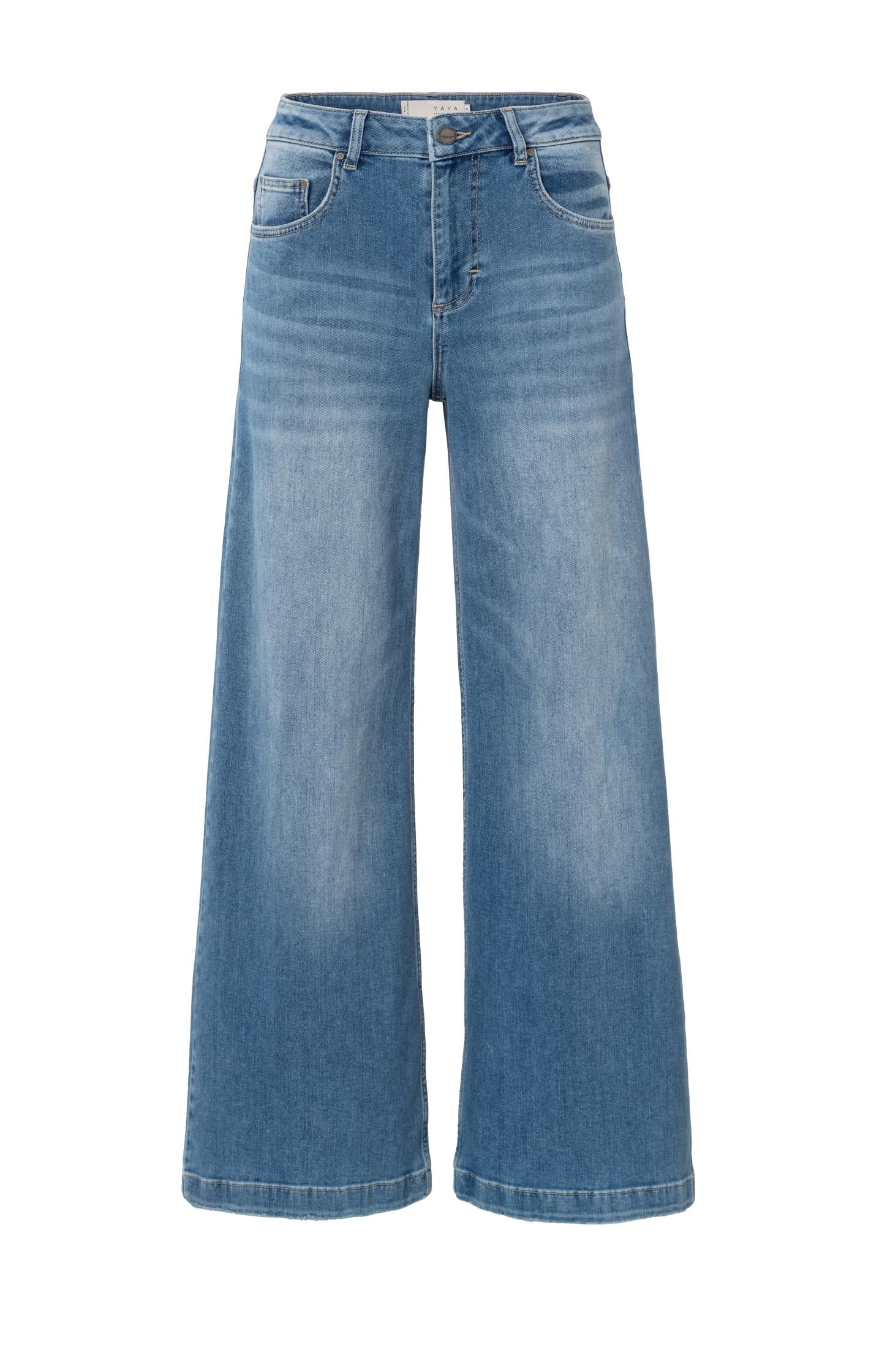 Denim trousers with extra wide legs and high waist - Light Blue Denim - Type: product