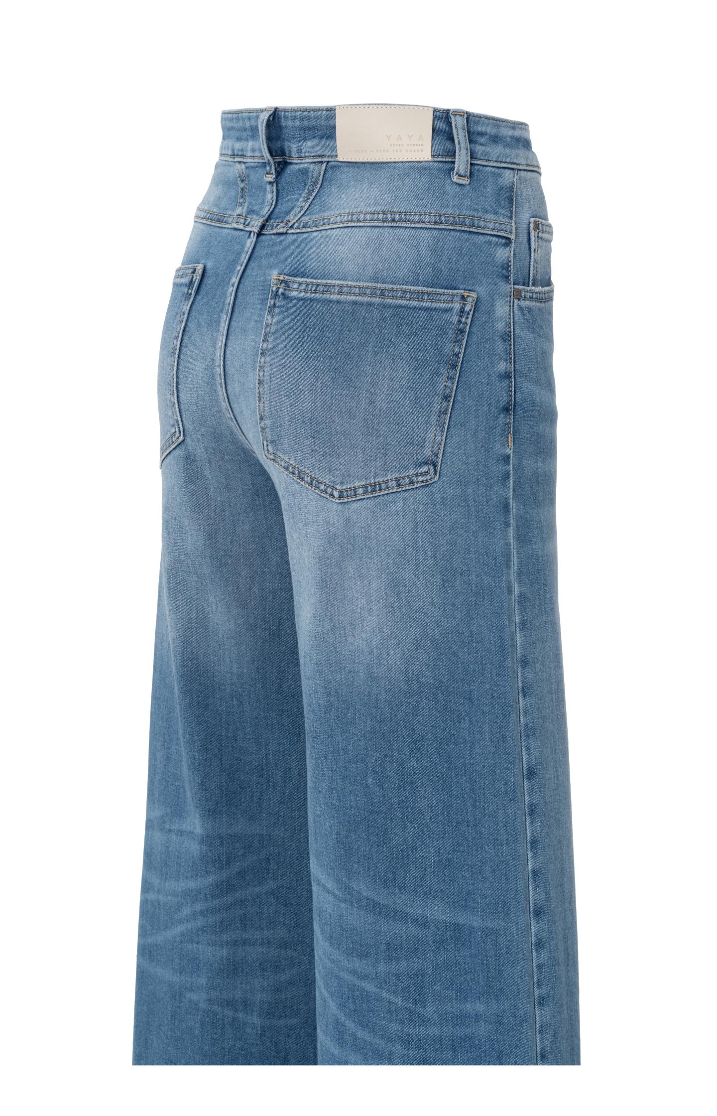 Denim trousers with extra wide legs and high waist - Light Blue Denim