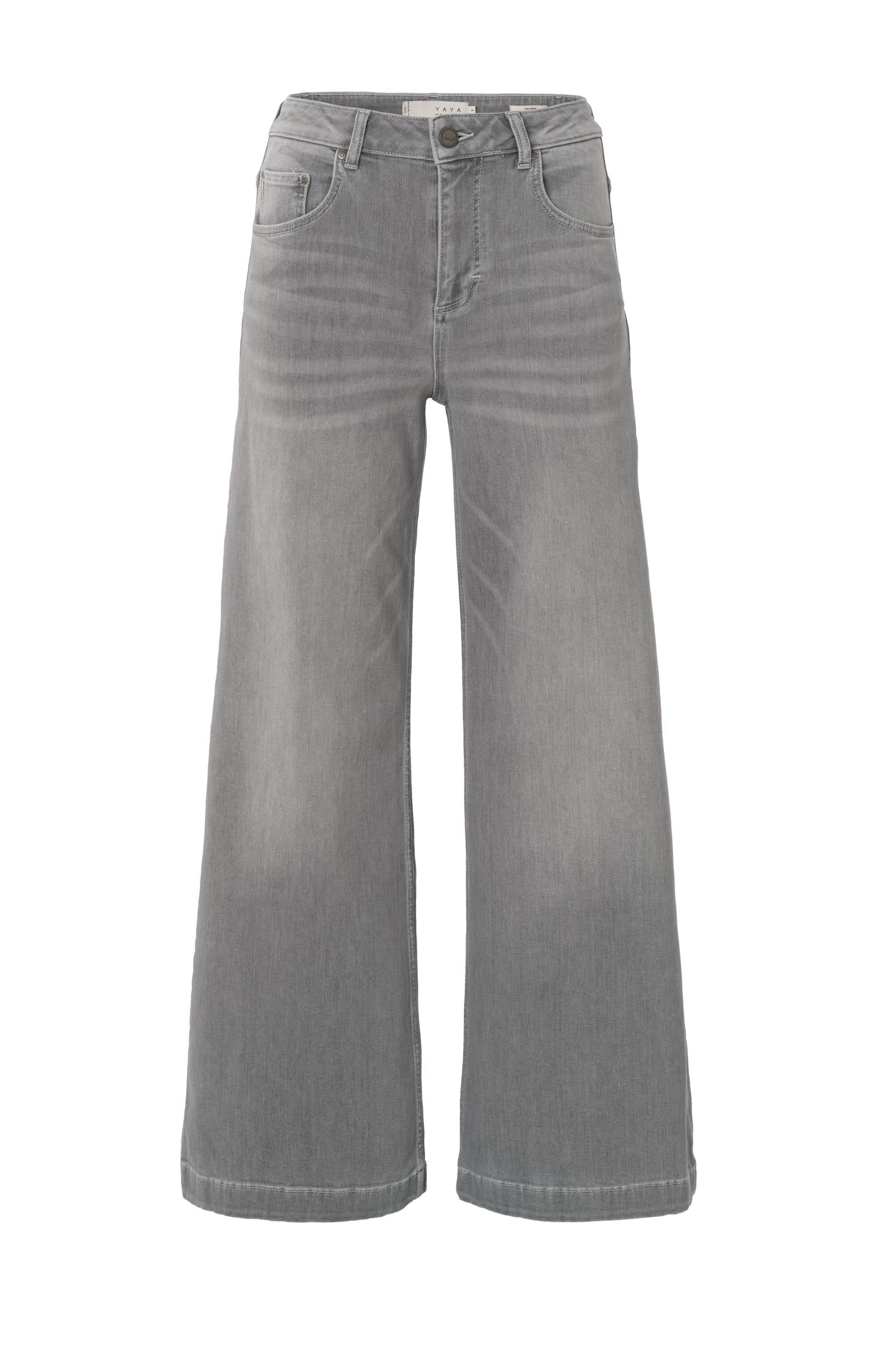 Denim trousers with extra wide legs and high waist - Light Grey Denim - Type: product