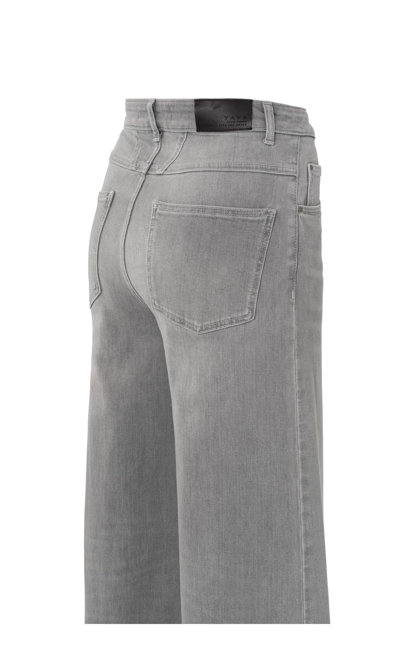 Denim trousers with extra wide legs and high waist - Light Grey Denim