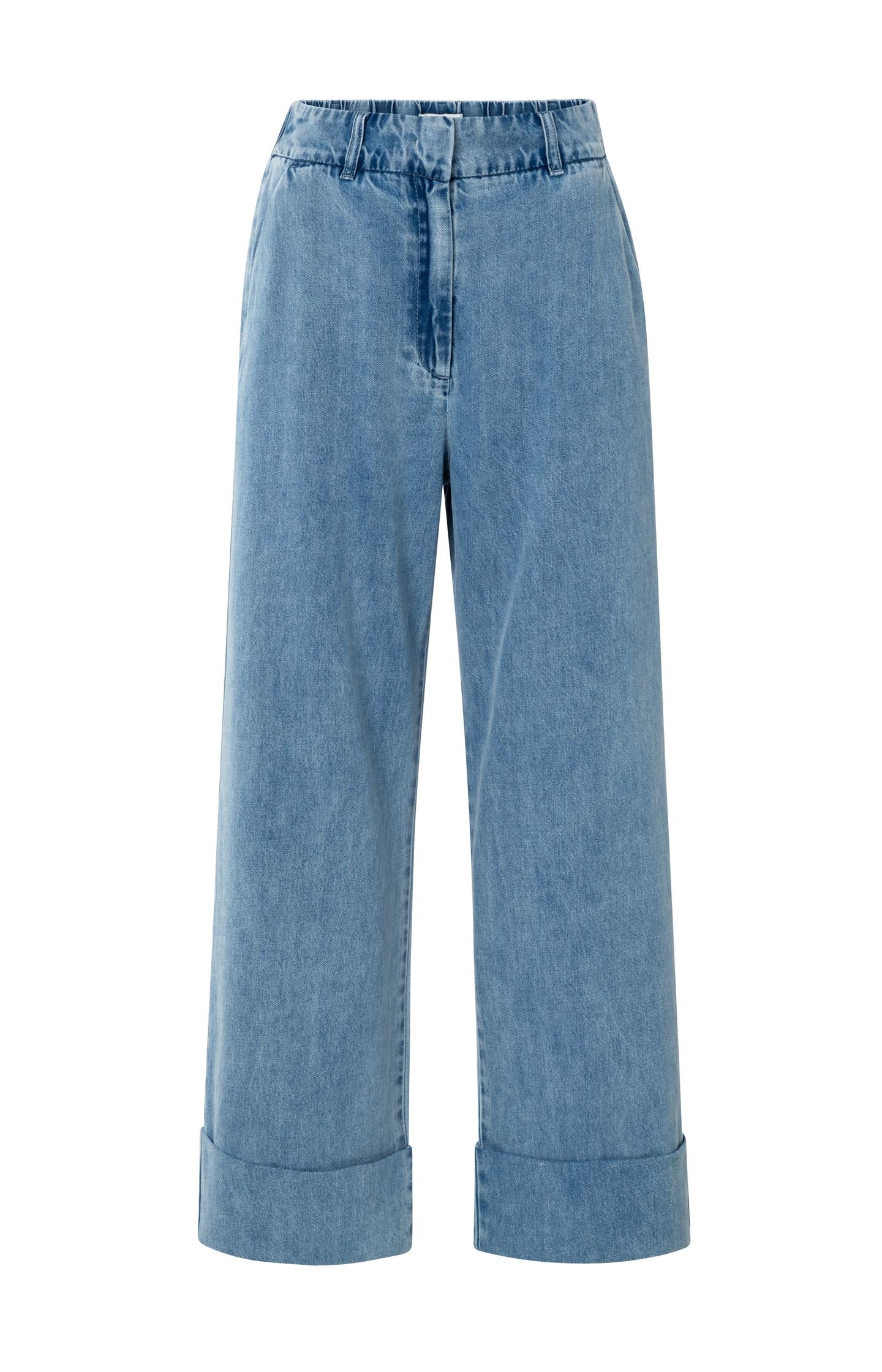 Denim trousers with turn-ups and elastic waistband (L32) - Type: product