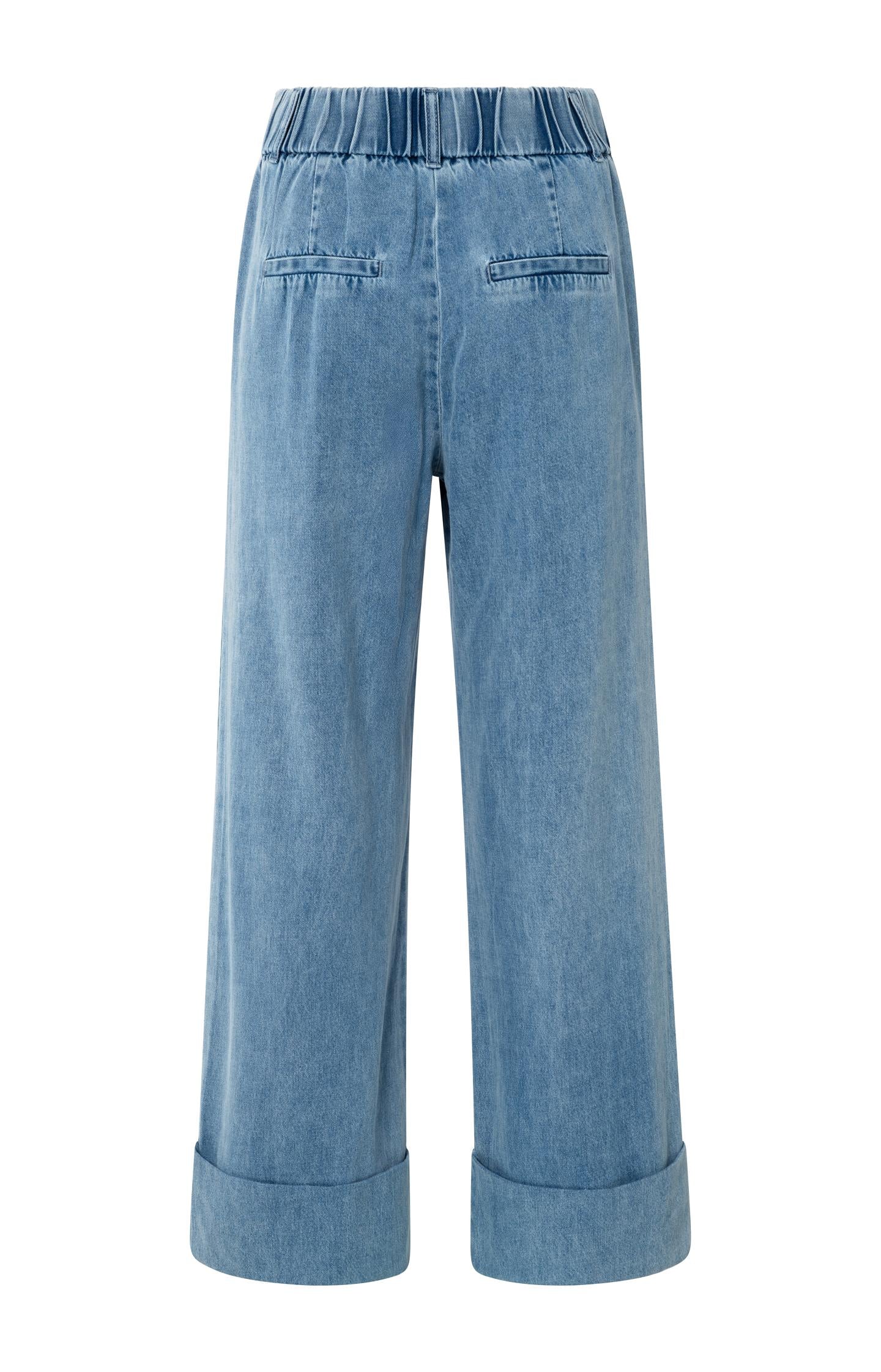 Denim trousers with turn-ups and elastic waistband (L34)