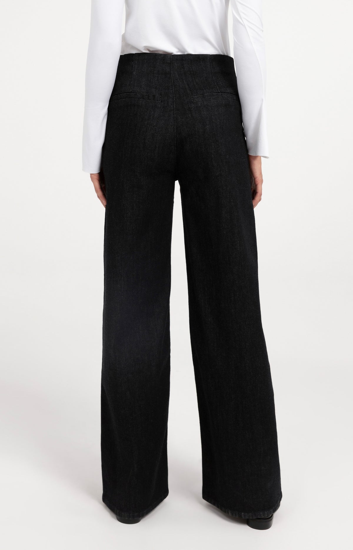 Denim pantalon met wijde pijpen - Black Denim