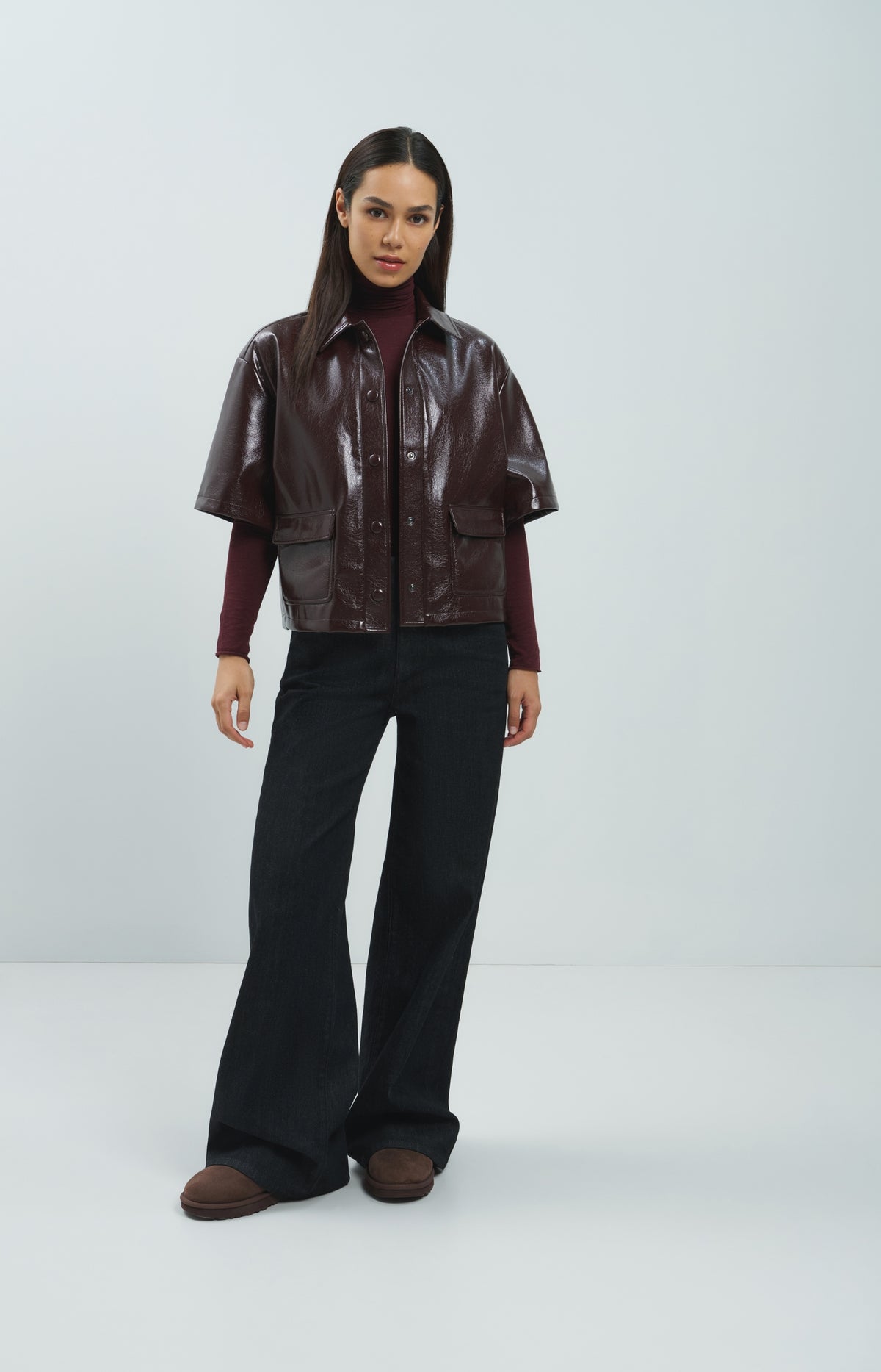 Denim trousers with wide legs - Black Denim