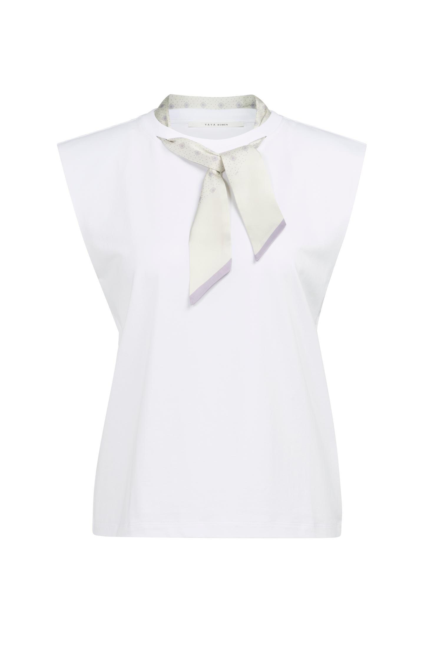 Double-layer sleeveless top with scarf