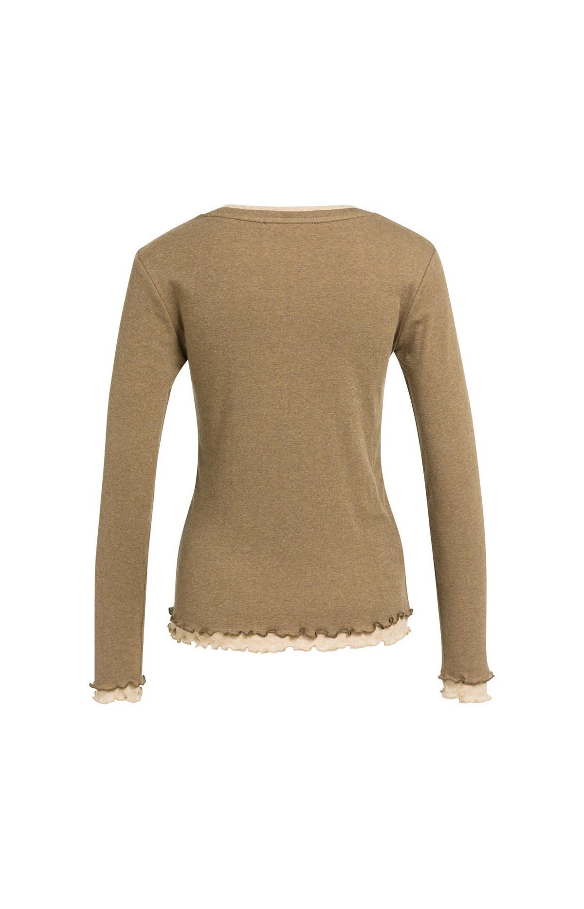 Double layer top with ruffles and long sleeves