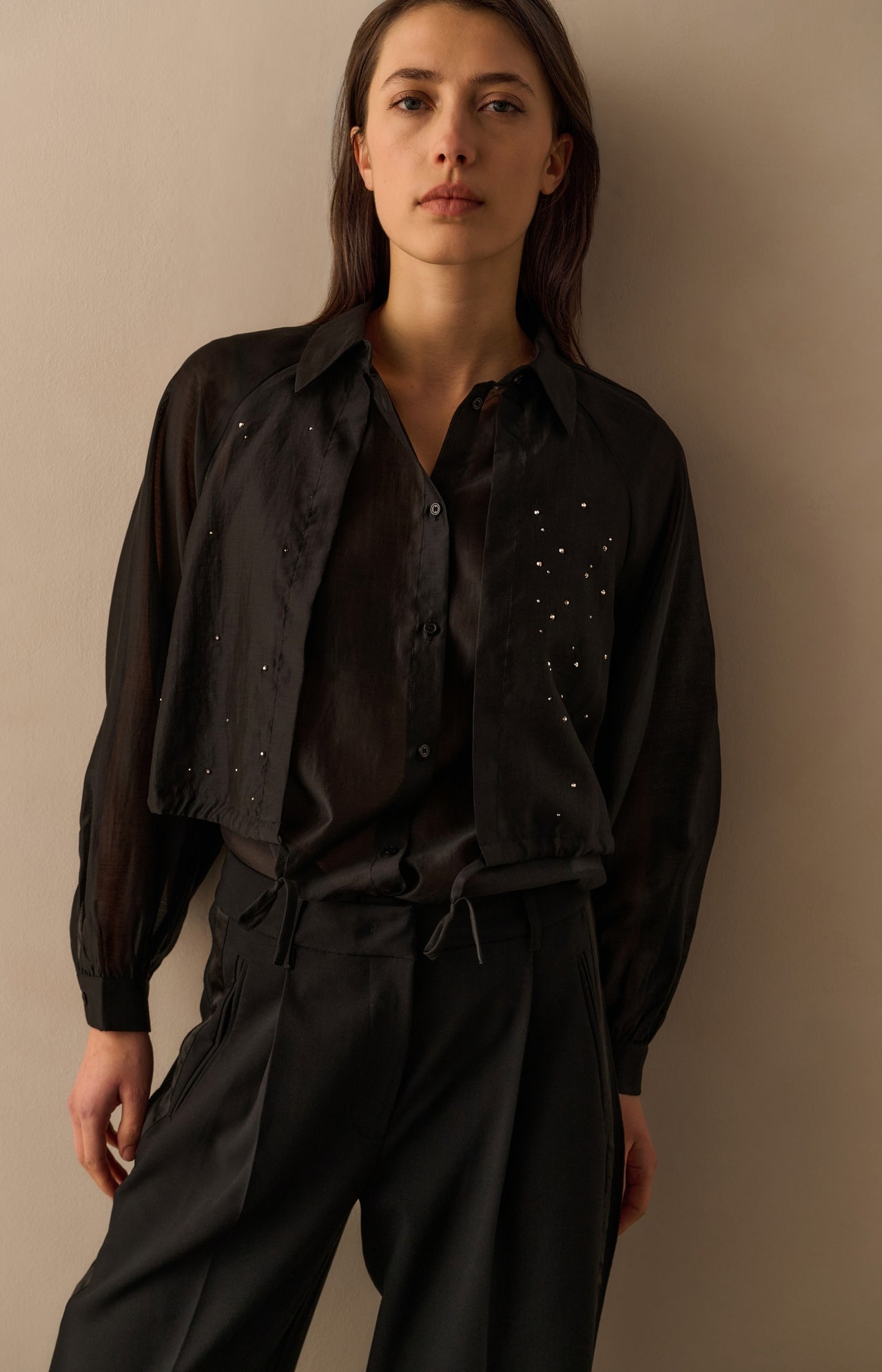 Double layered blouse with embellishments