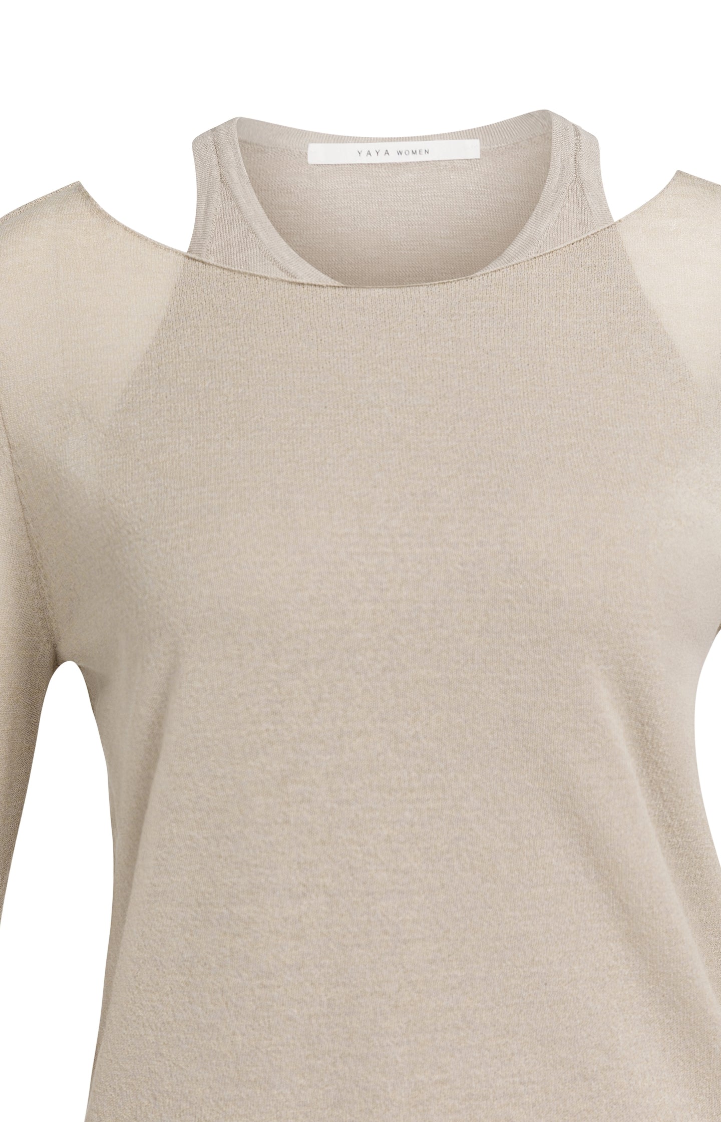 Double-layered fine-knit top with long sleeves