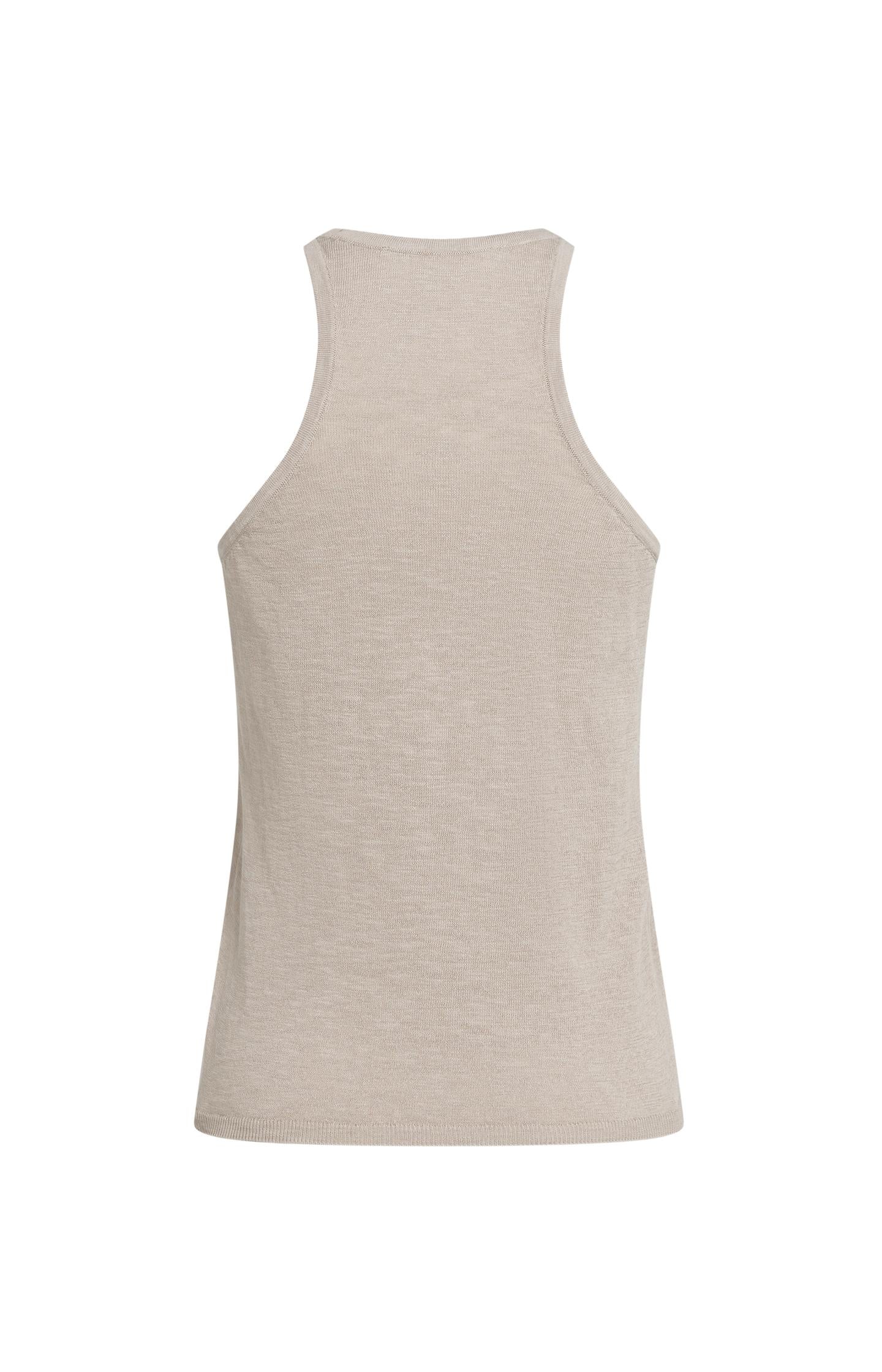 Double-layered fine-knit top with long sleeves