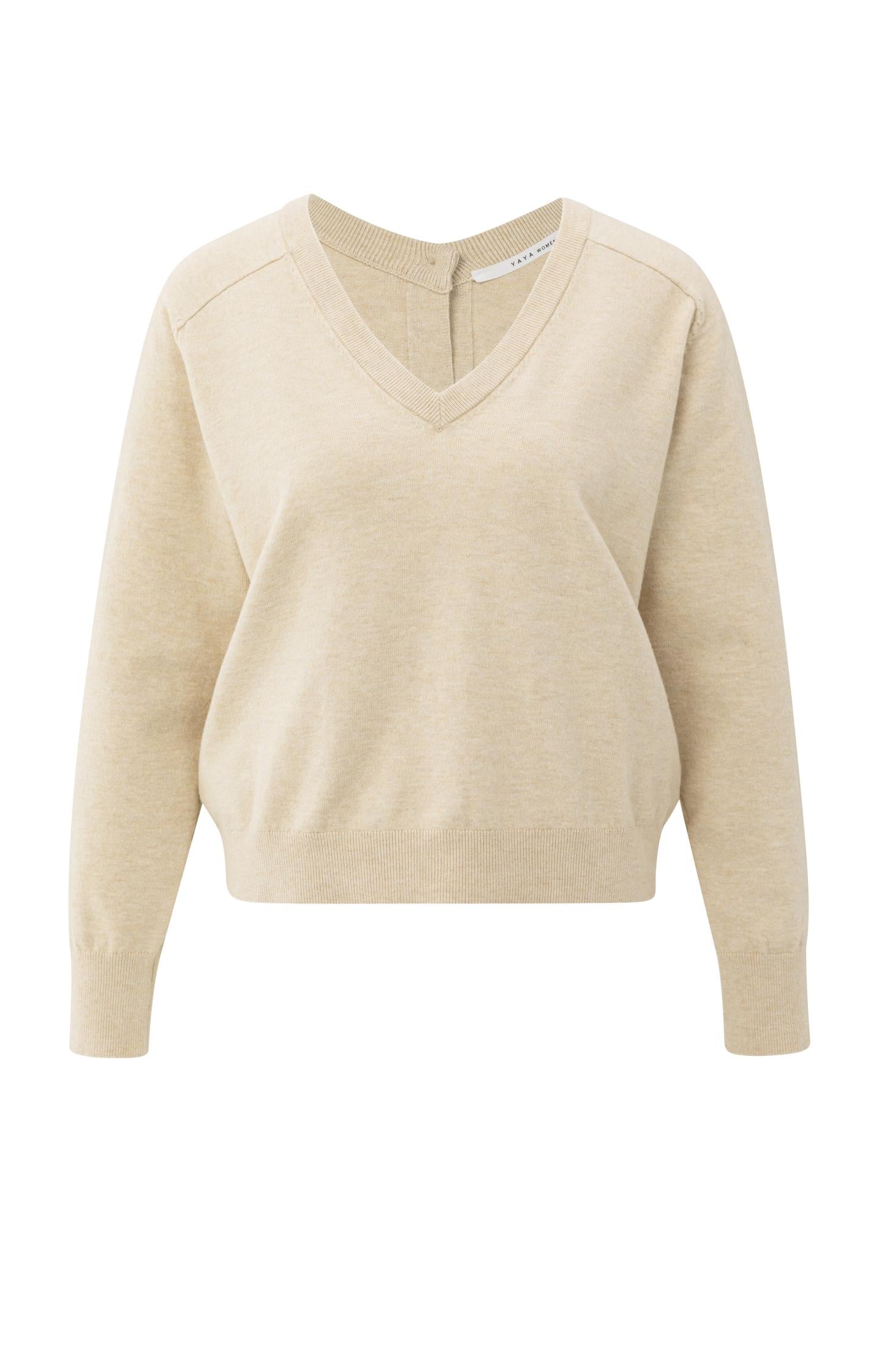 Double V-neck sweater with back button detail - Type: product