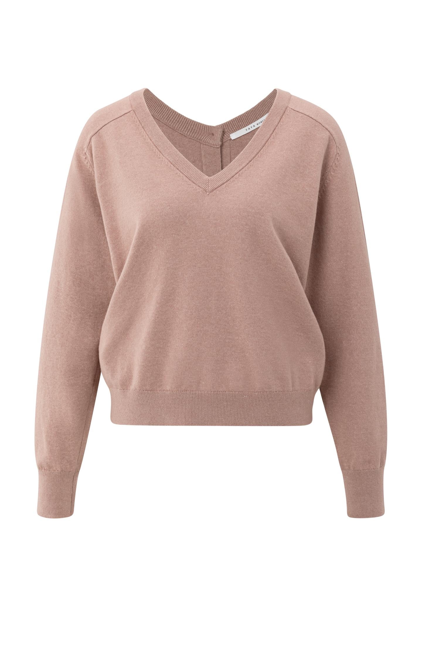 Double V-neck sweater with back button detail - Type: product