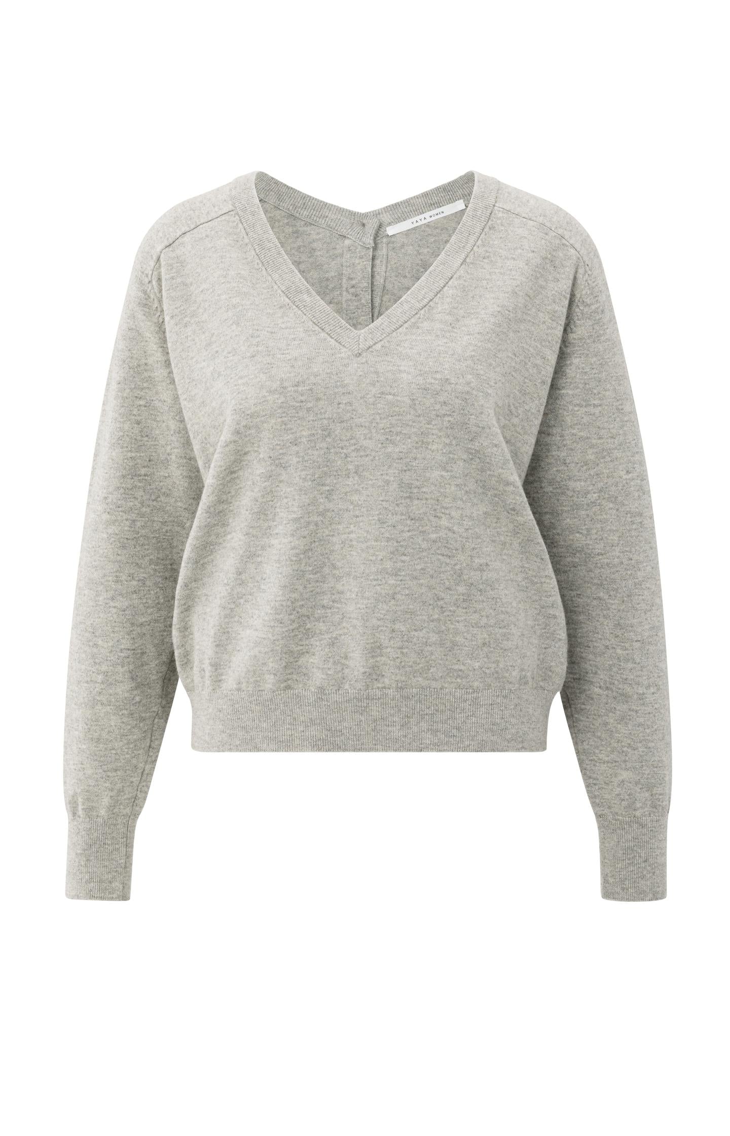 Double V-neck sweater with back button detail - Type: product