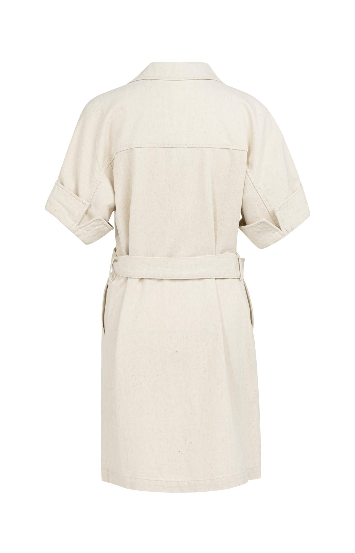 Dress with denim look and belt