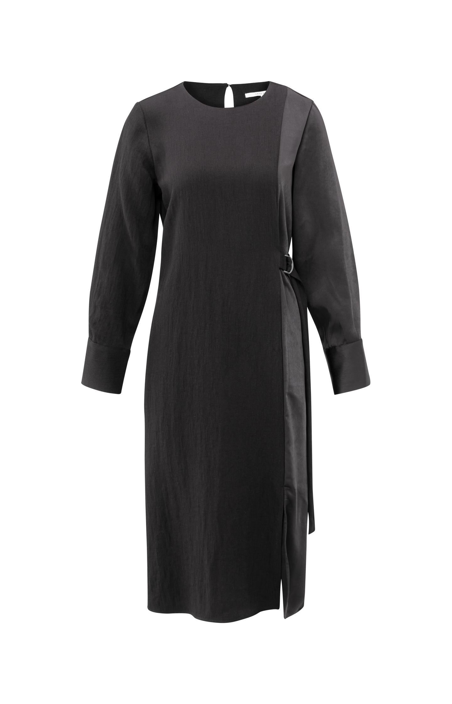 Dress with fabric mix and belt detail - Type: product