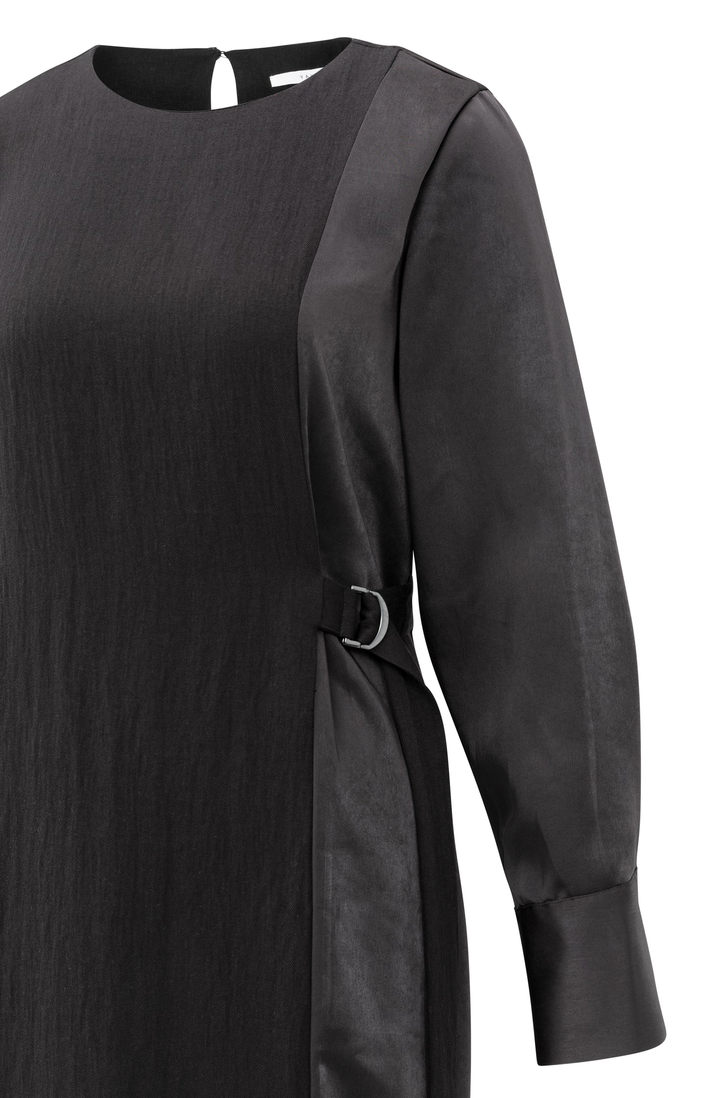 Dress with fabric mix and belt detail