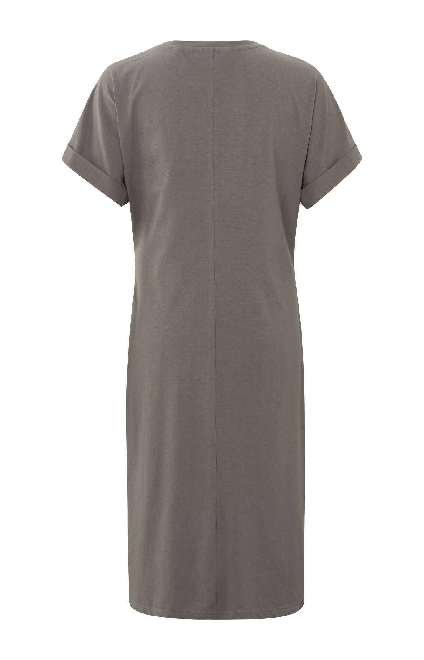 Dress with round neck, short sleeves and knotted detail