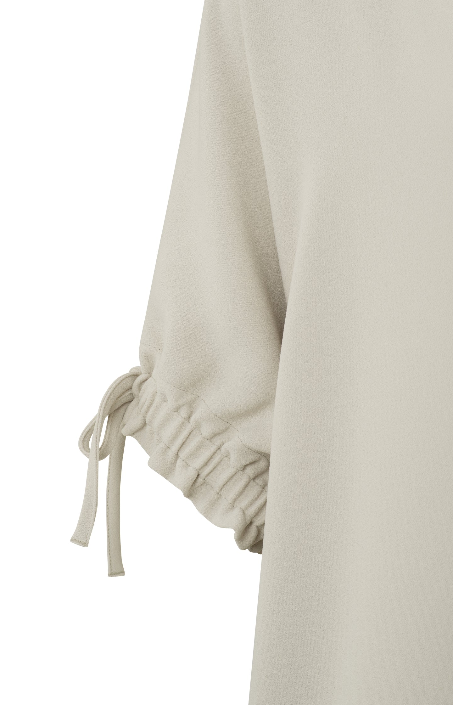 Dress with V-neck, mid-length sleeves and pleated detail