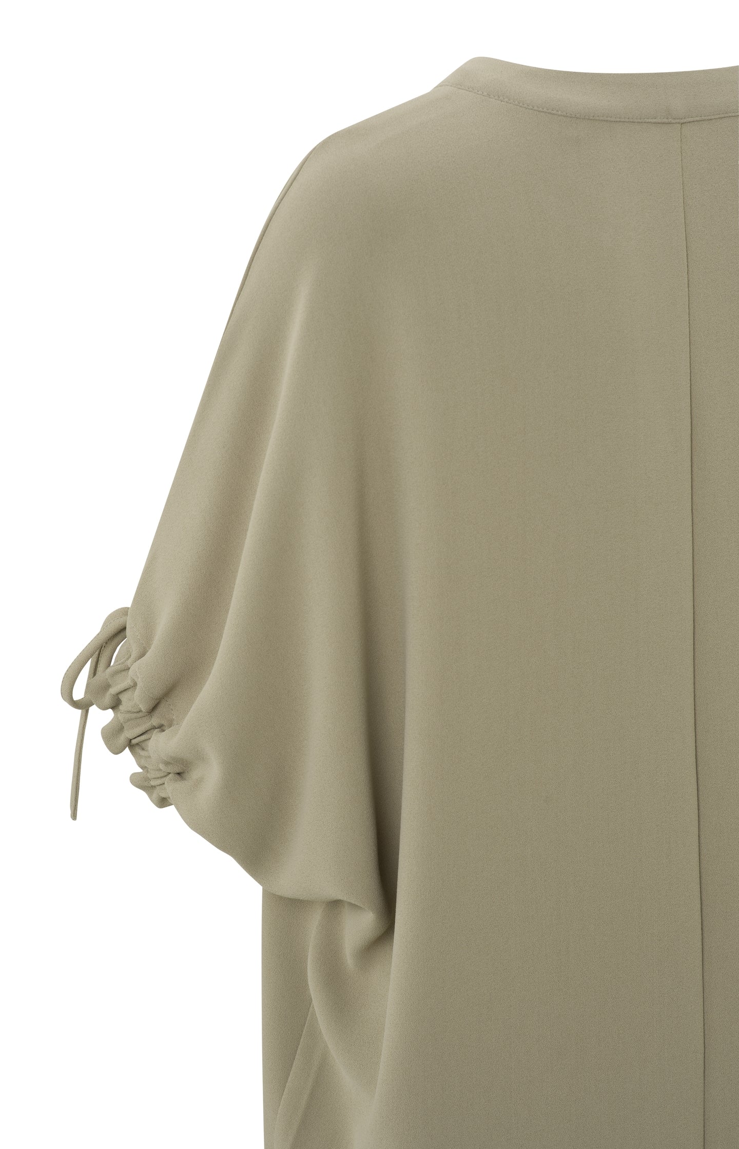 Dress with V-neck, mid-length sleeves and pleated detail