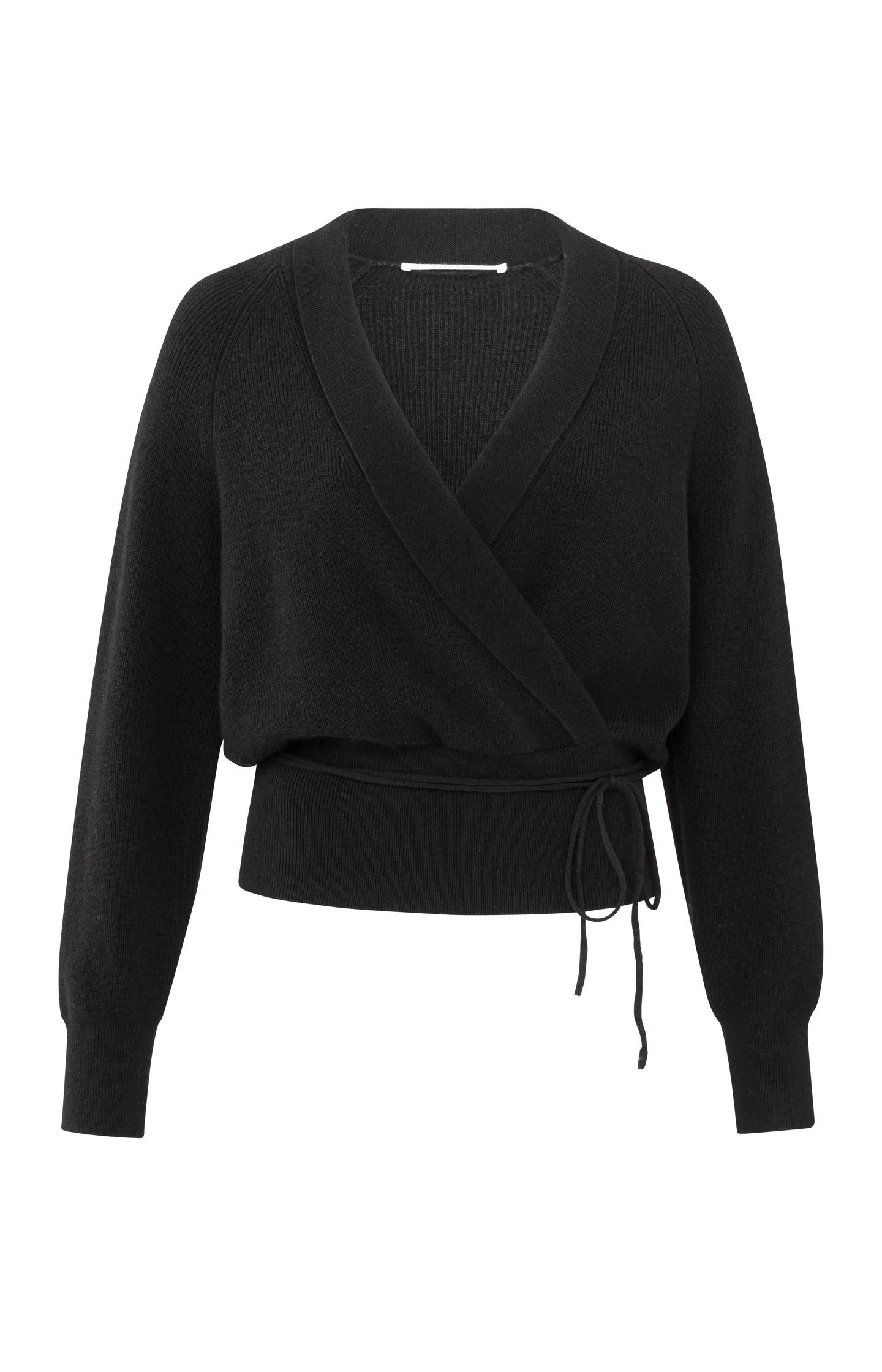 Elegant wrap sweater with tie detail and long sleeves - Type: product