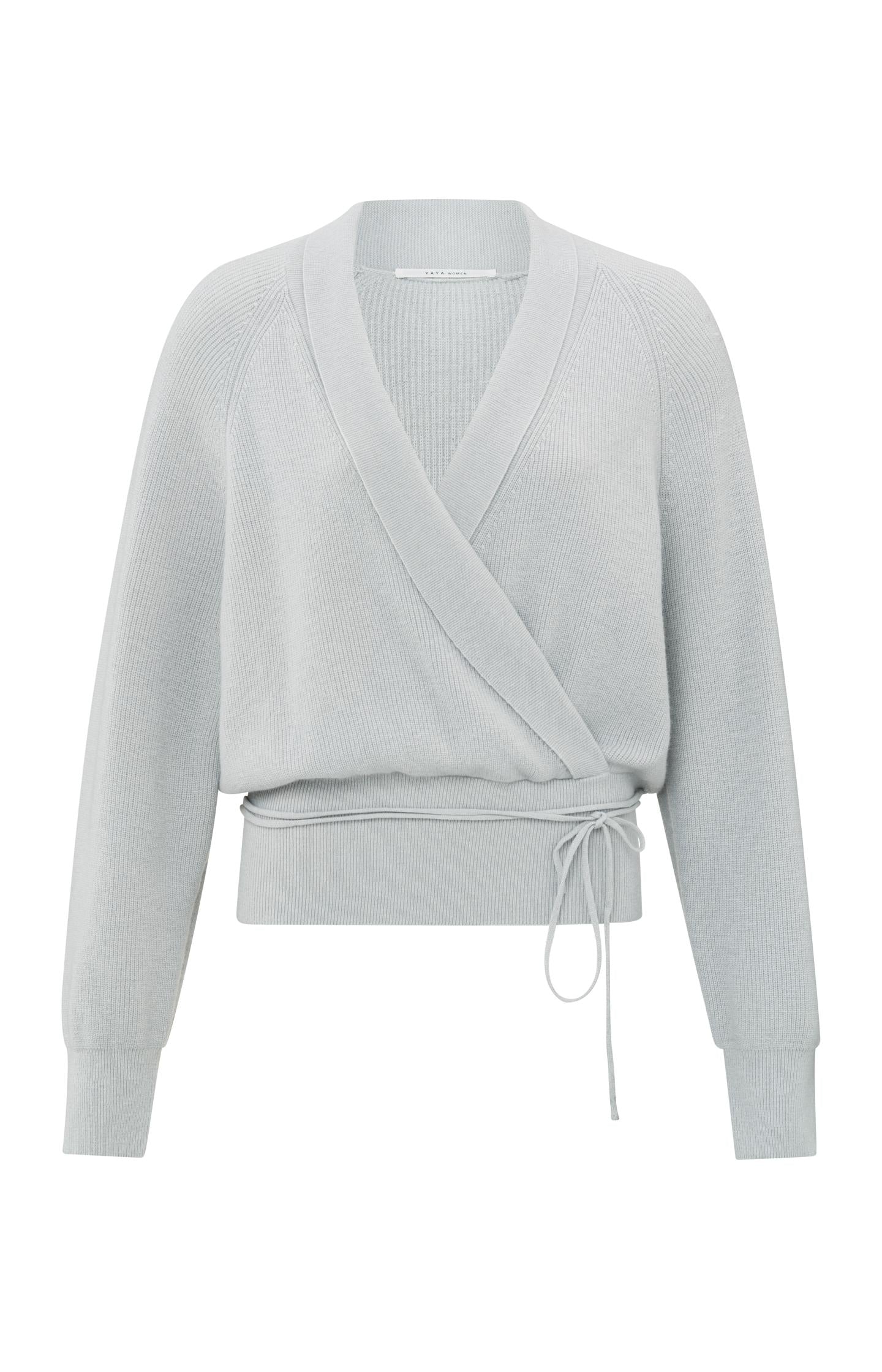 Elegant wrap sweater with tie detail and long sleeves - Type: product