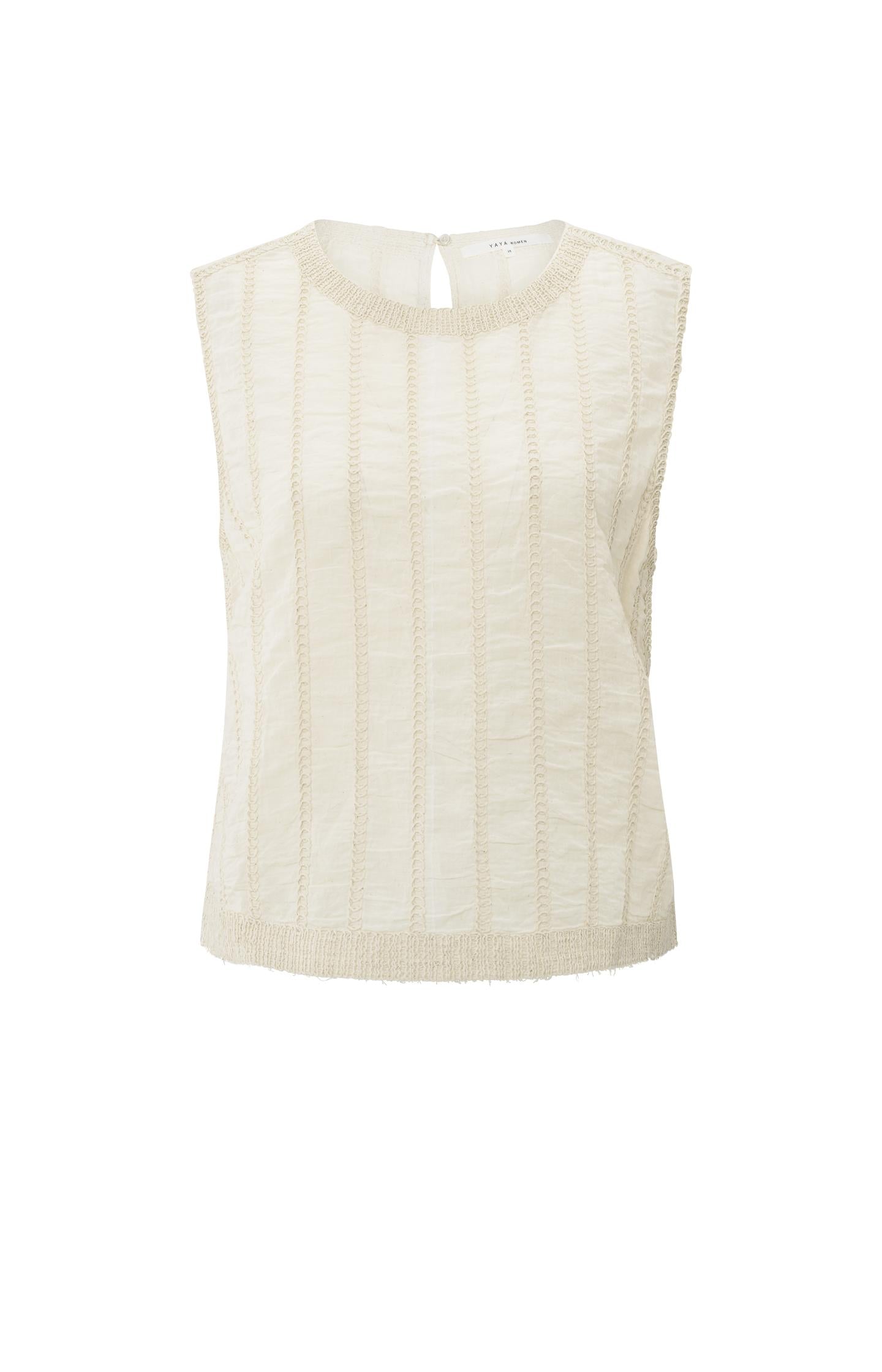 Embroidered sleeveless top with ribbed details - Type: product