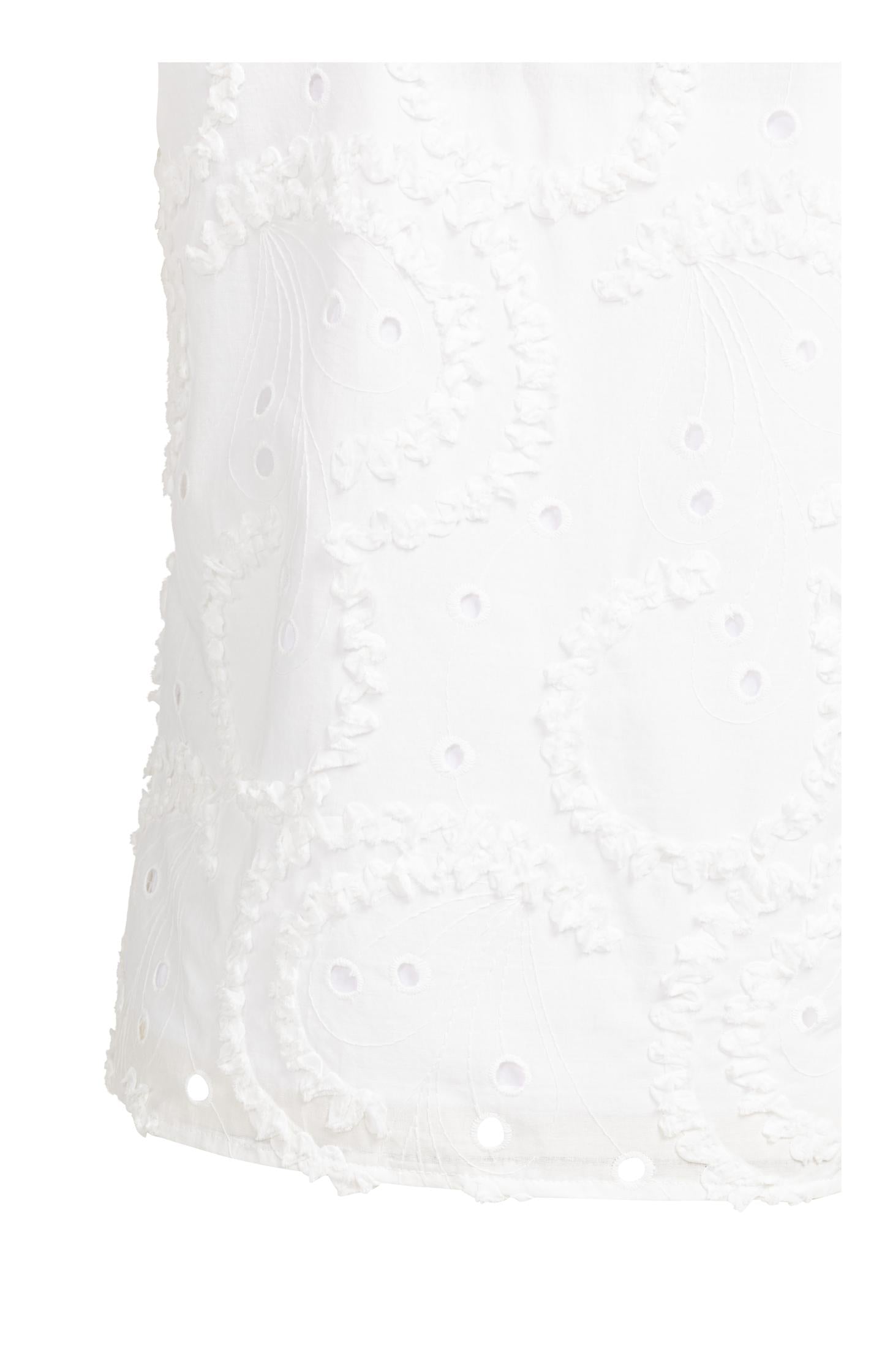 Embroidered sleeveless top with round neckline