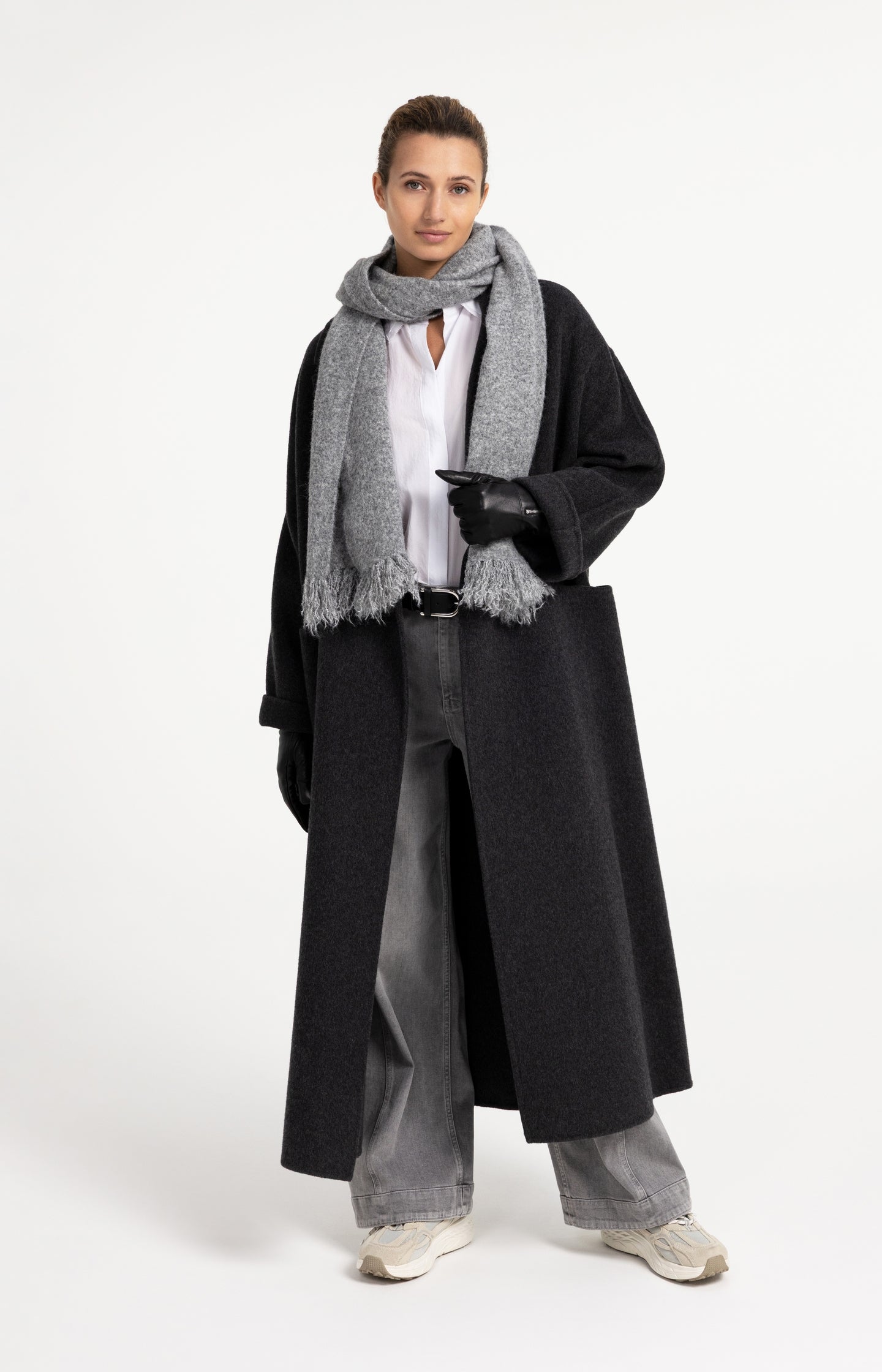 Extra long wool blend coat with oversized fit - Type: lookbook