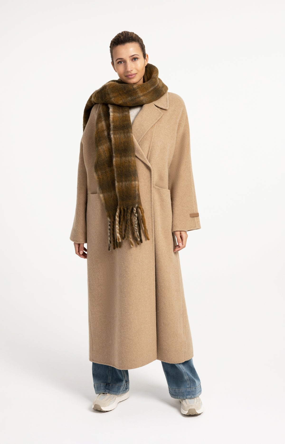 Extra long wool blend coat with oversized fit