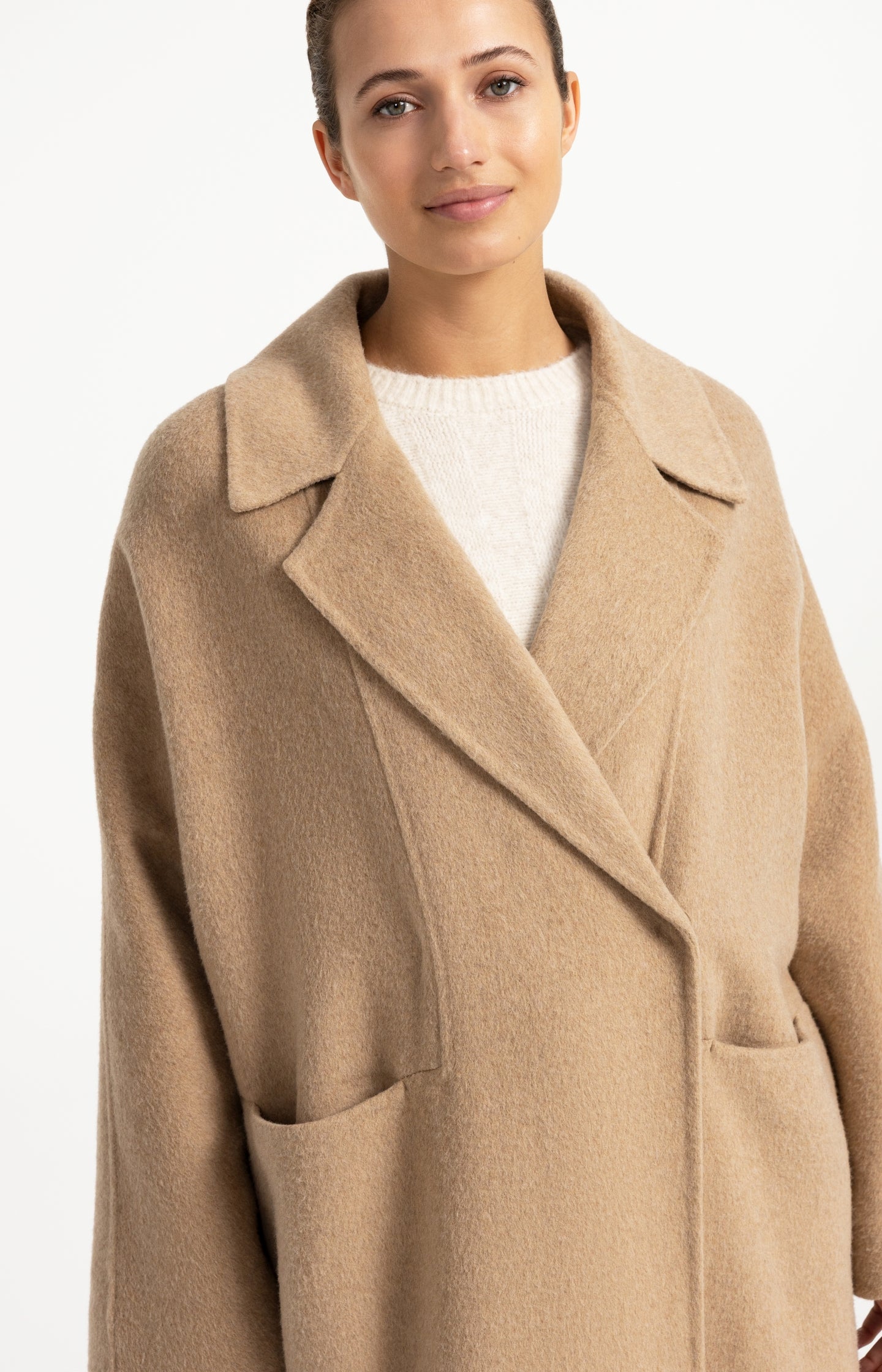 Extra long wool blend coat with oversized fit - Type: lookbook