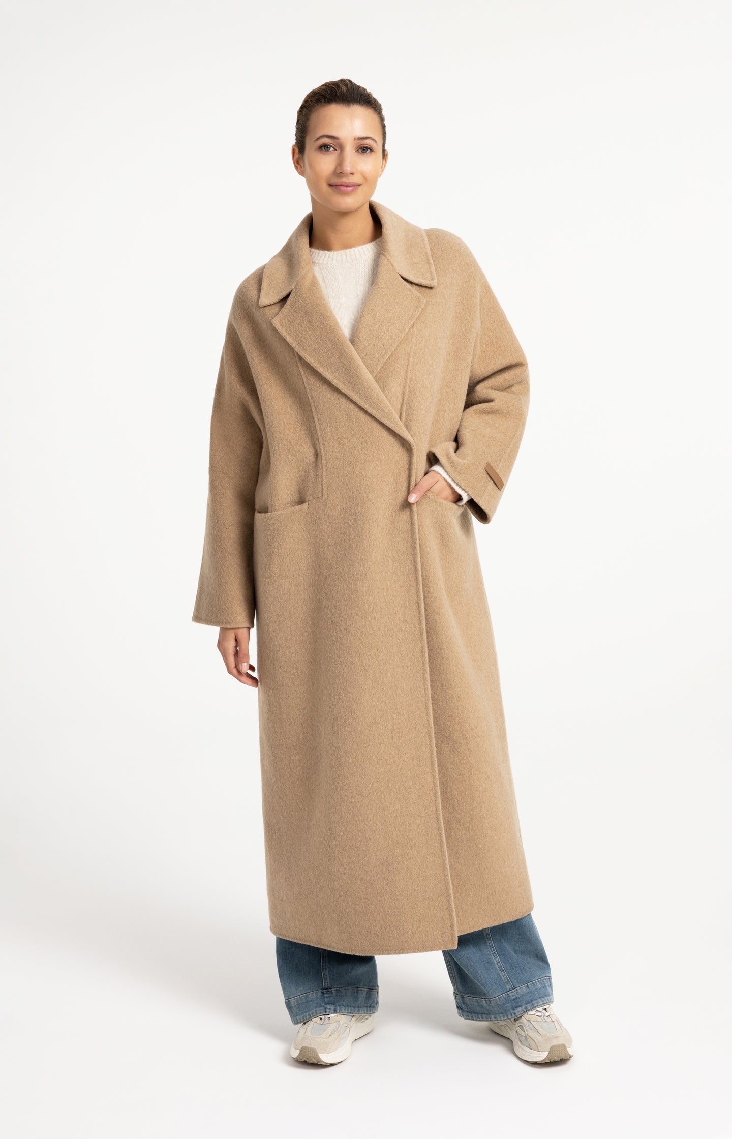 Extra long wool blend coat with oversized fit - Type: lookbook