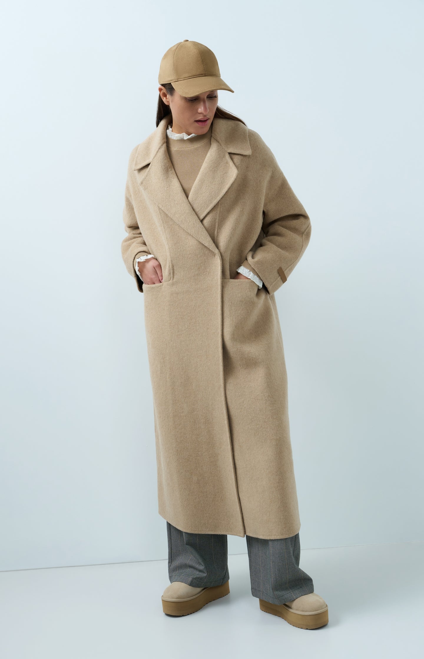 Extra long wool blend coat with oversized fit - Type: lookbook